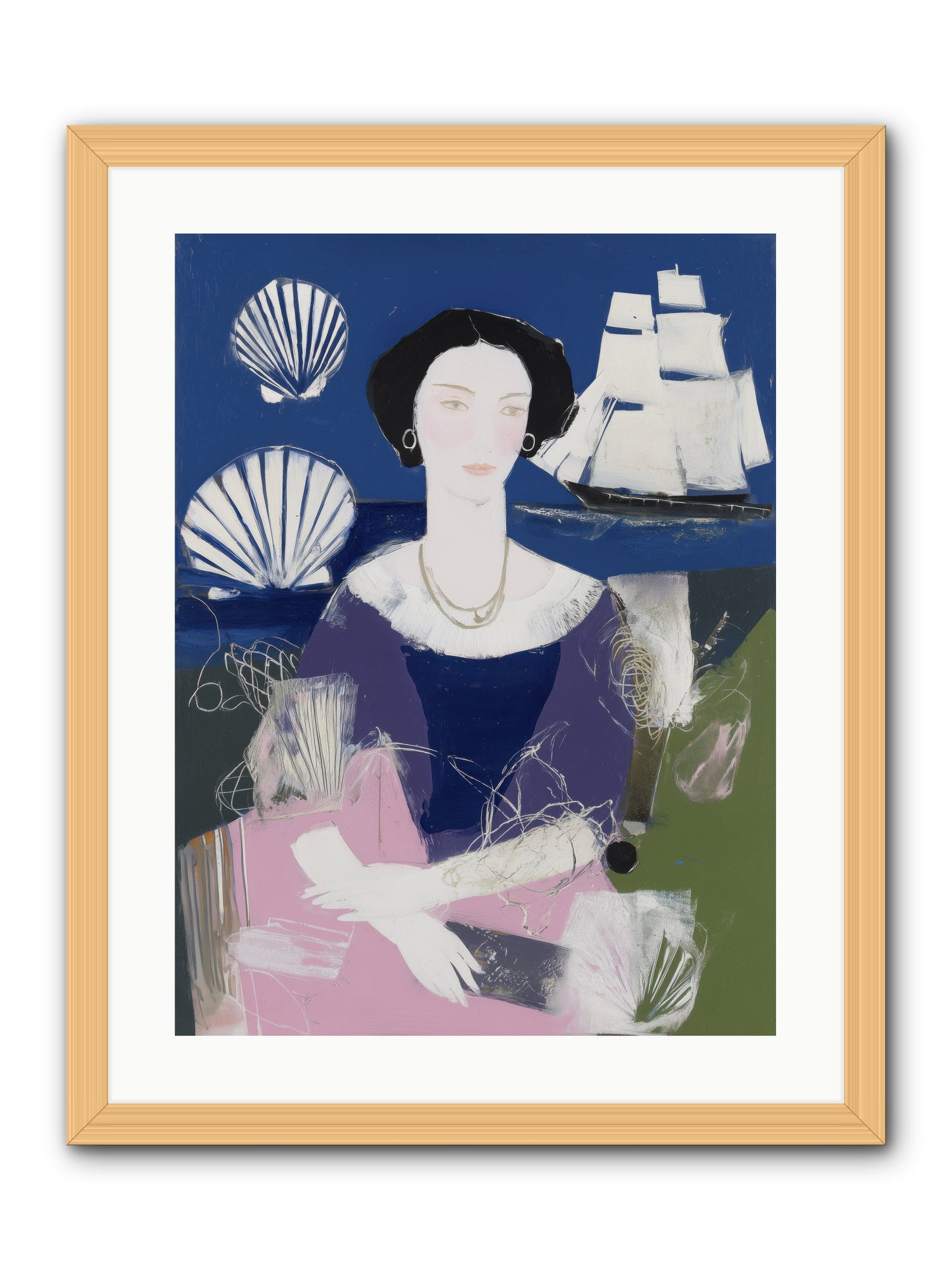 Oceanic Goddess -- Framed Print - Natural 18x24