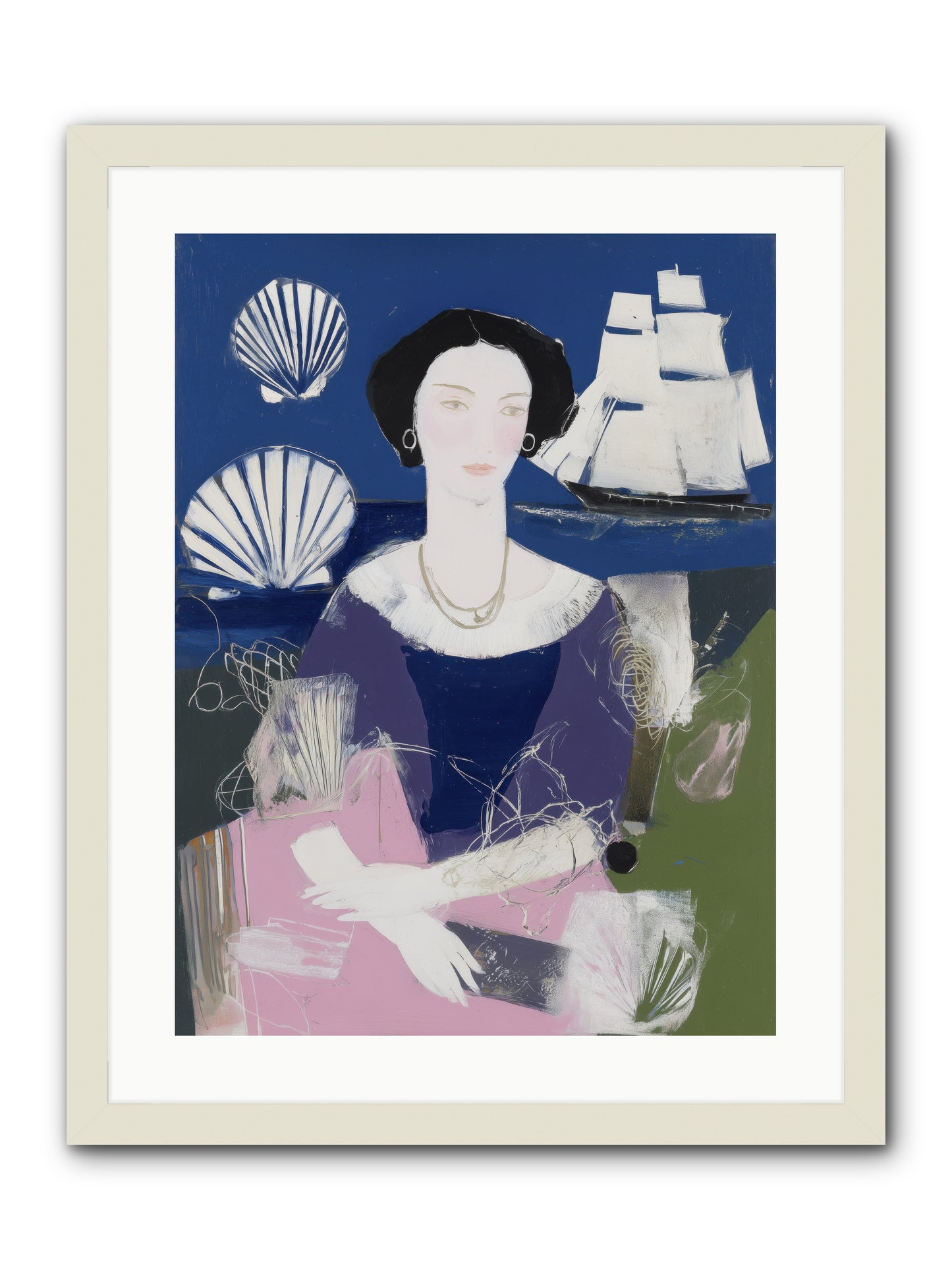 Oceanic Goddess -- Framed Print - White 18x24