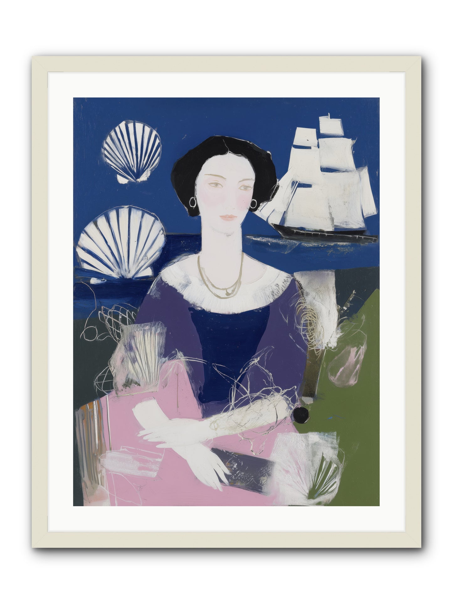 Oceanic Goddess -- Framed Print - White 24x32