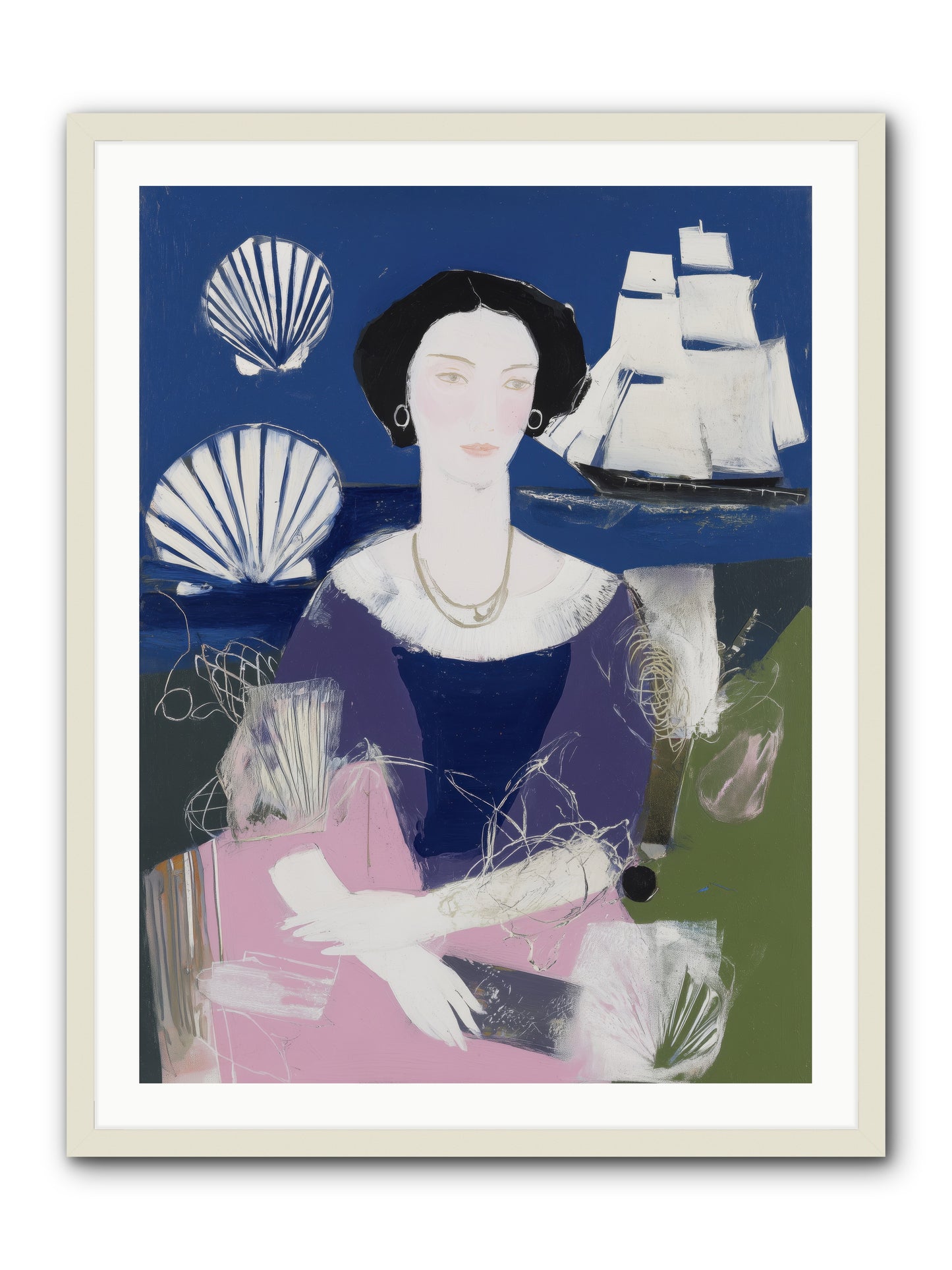 Oceanic Goddess -- Framed Print - White 30x40
