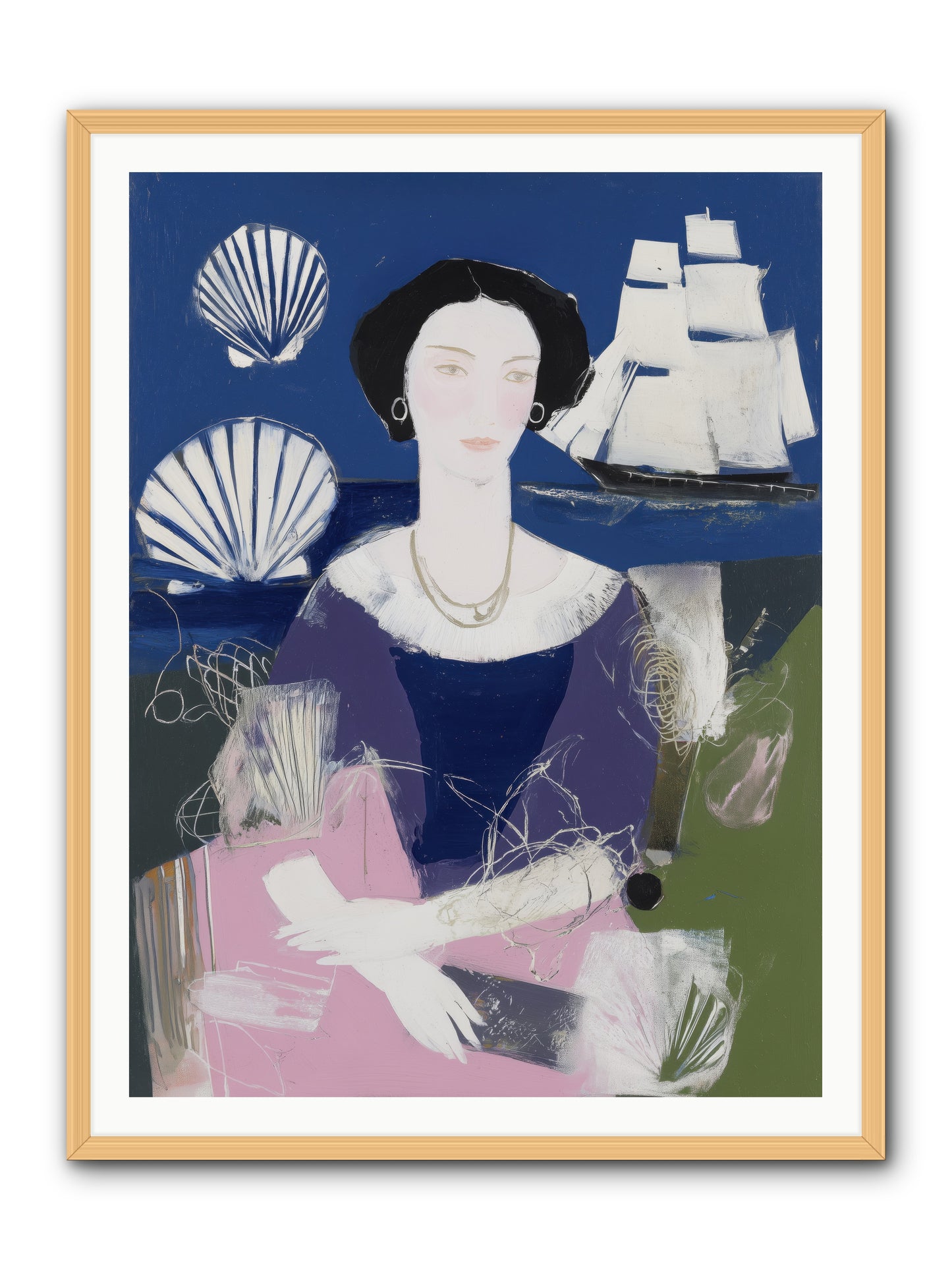 Oceanic Goddess -- Framed Print - Natural 36x48