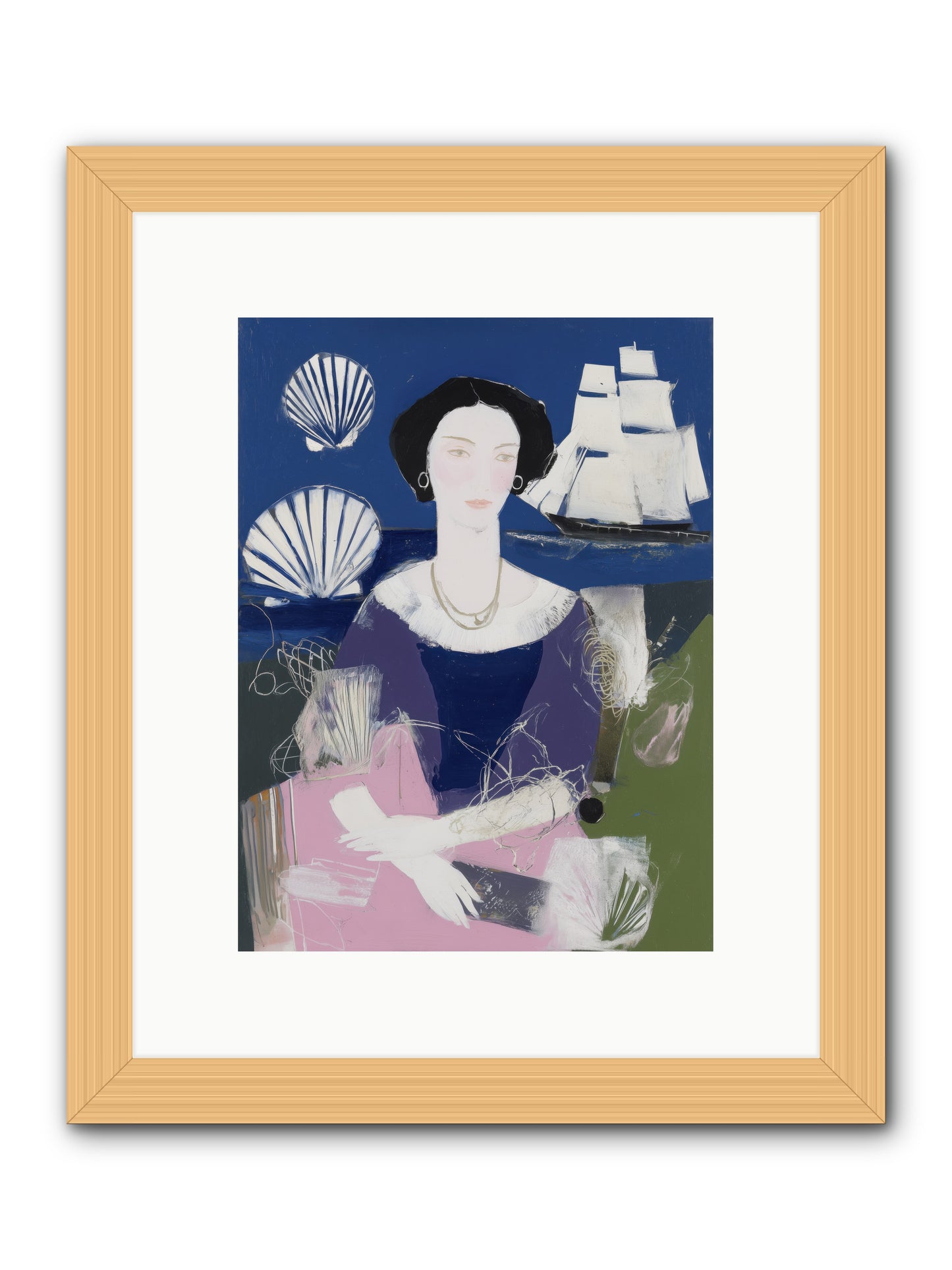 Oceanic Goddess -- Framed Print - Natural 9x12