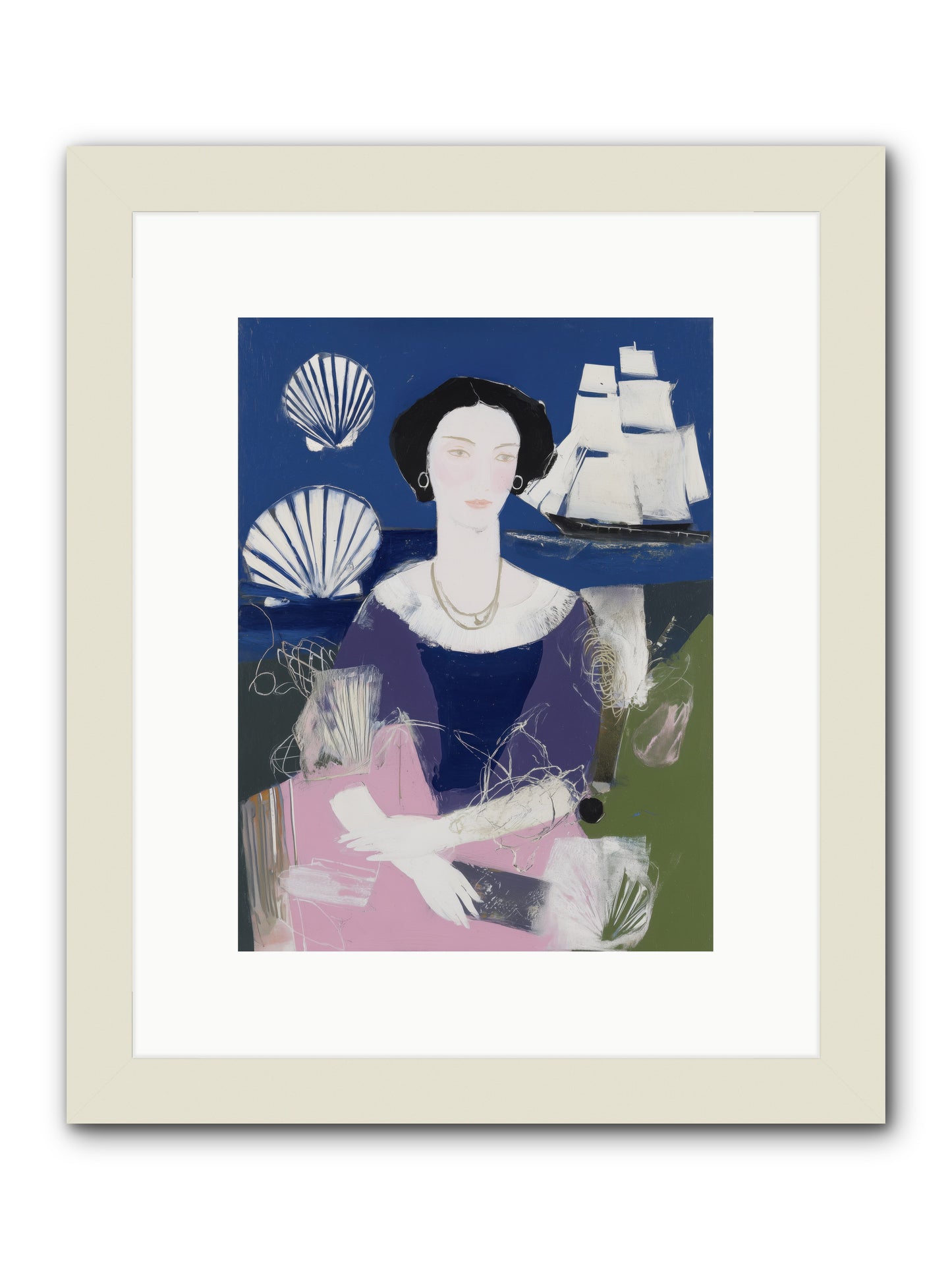 Oceanic Goddess -- Framed Print - White 9x12