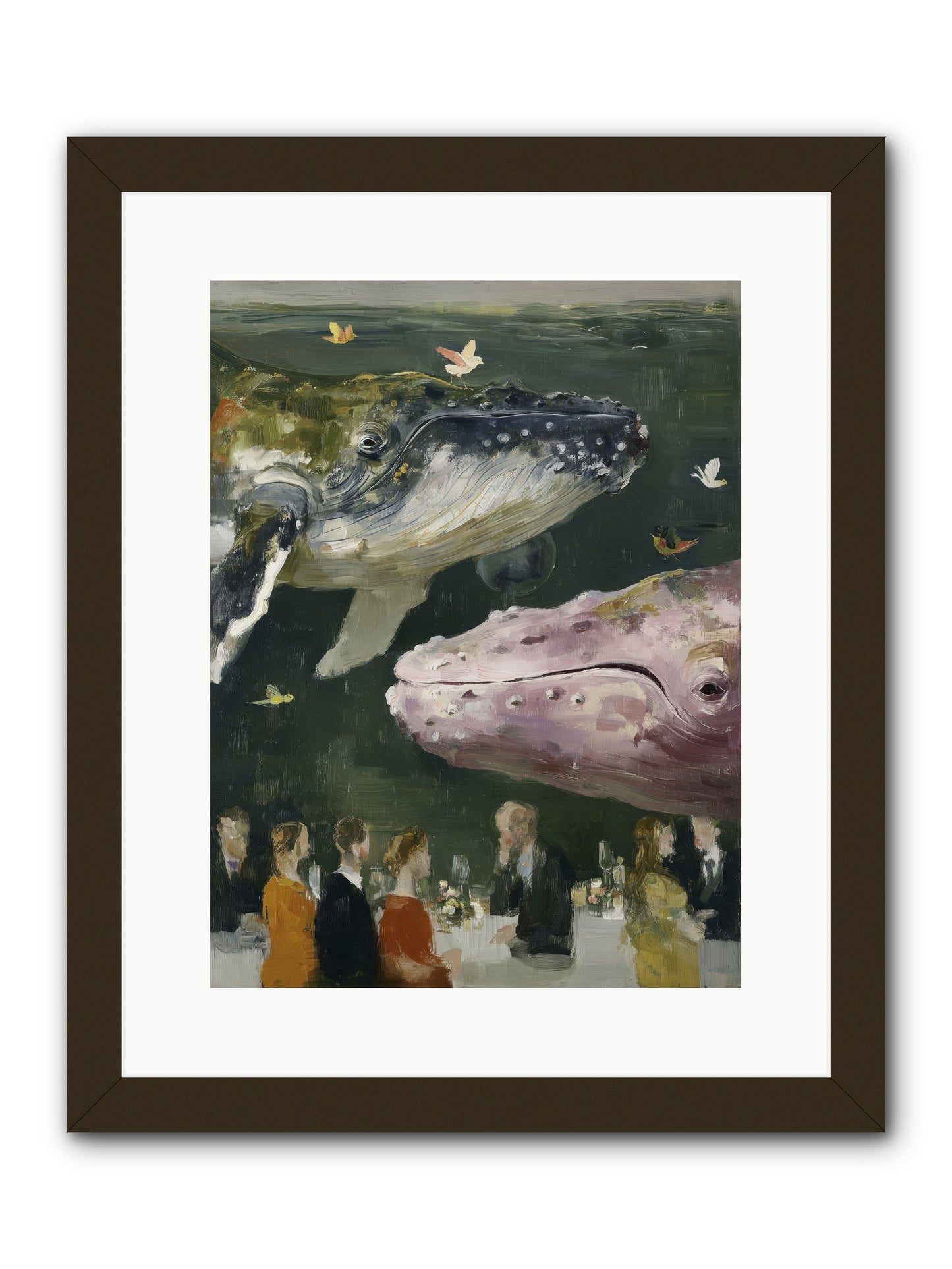 Ocean's Angels Gliding -- Framed Print - Black 12x16