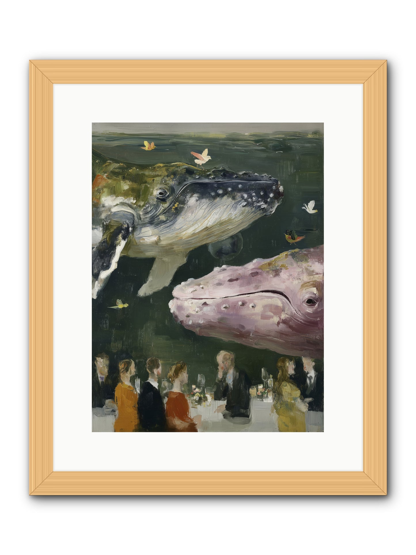 Ocean's Angels Gliding -- Framed Print - Natural 12x16