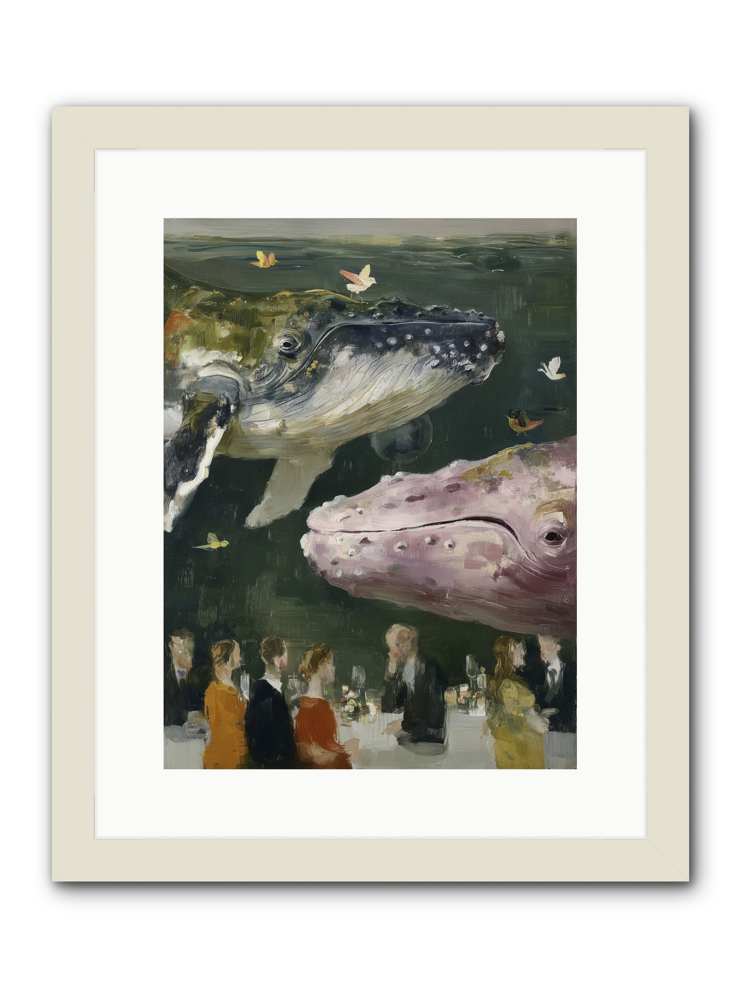 Ocean's Angels Gliding -- Framed Print - White 12x16
