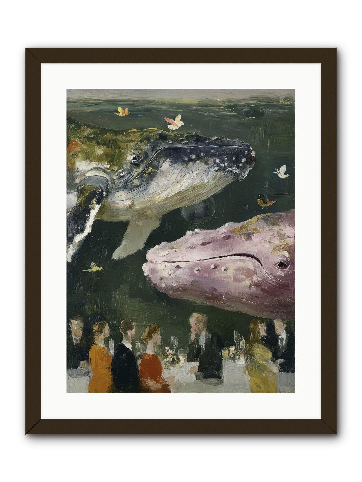 Ocean's Angels Gliding -- Framed Print - Black 18x24