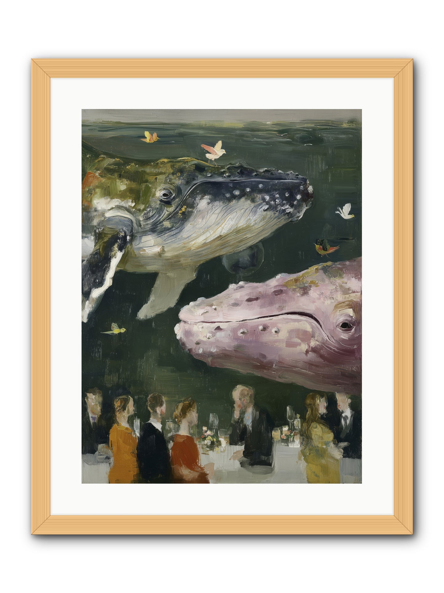 Ocean's Angels Gliding -- Framed Print - Natural 18x24