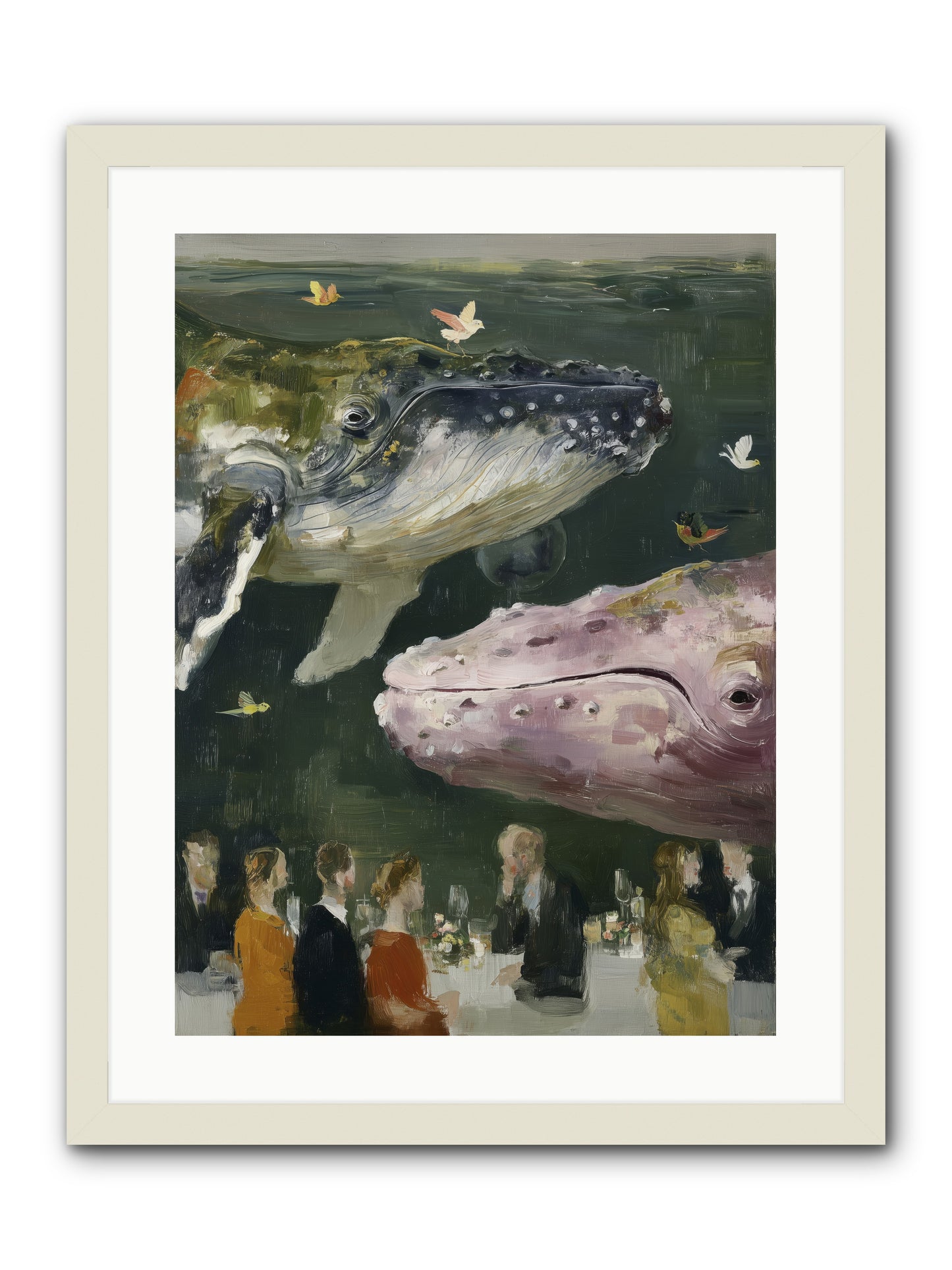 Ocean's Angels Gliding -- Framed Print - White 18x24