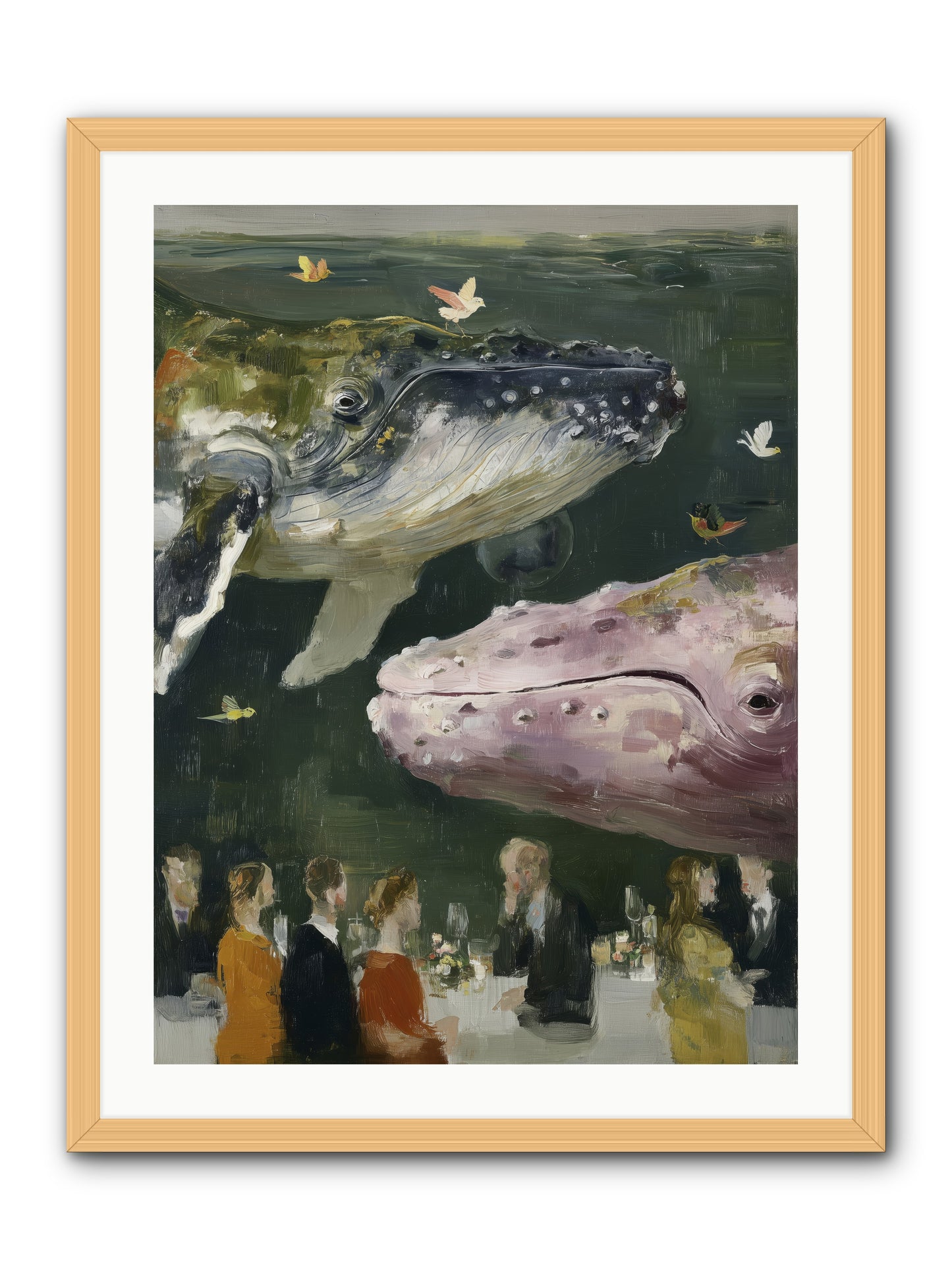 Ocean's Angels Gliding -- Framed Print - Natural 24x32