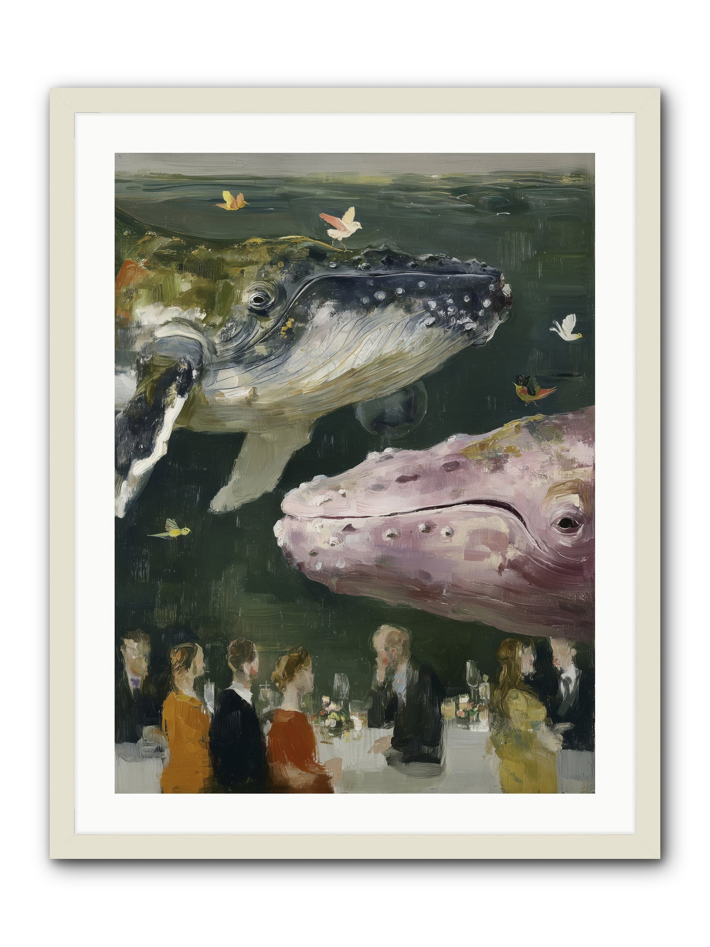 Ocean's Angels Gliding -- Framed Print - White 24x32