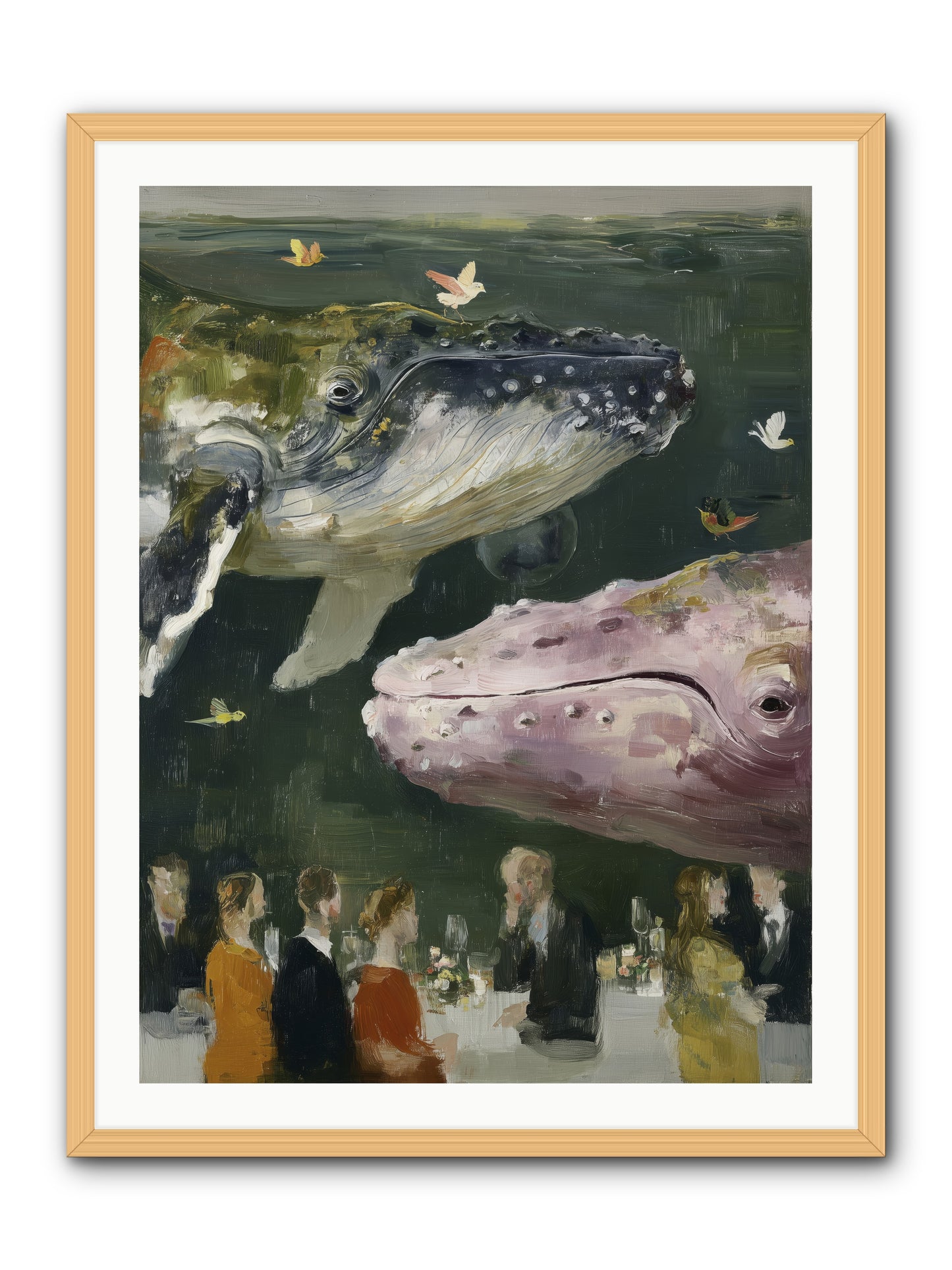 Ocean's Angels Gliding -- Framed Print - Natural 30x40