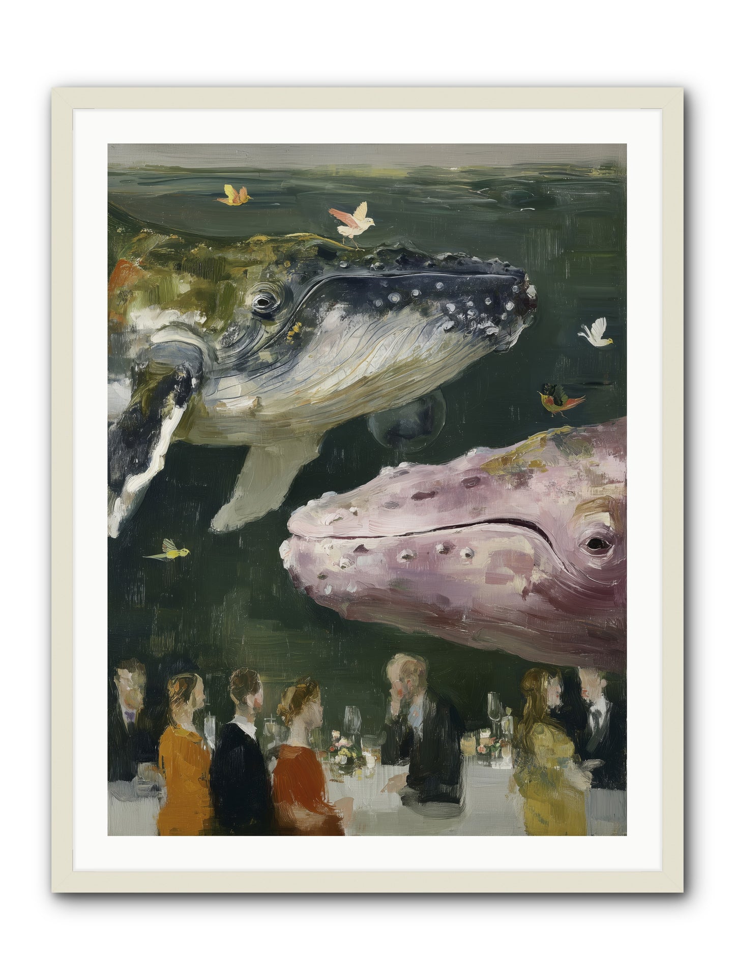 Ocean's Angels Gliding -- Framed Print - White 30x40