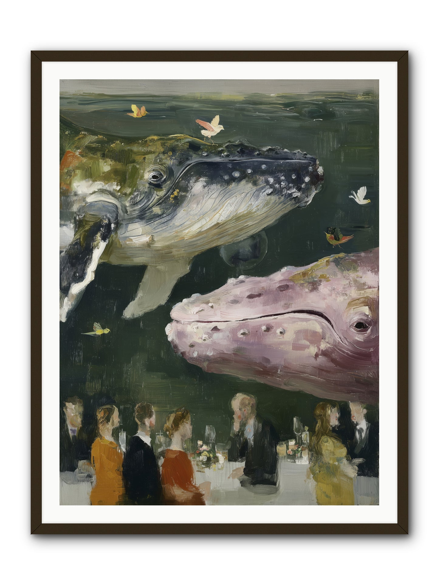 Ocean's Angels Gliding -- Framed Print - Black 36x48