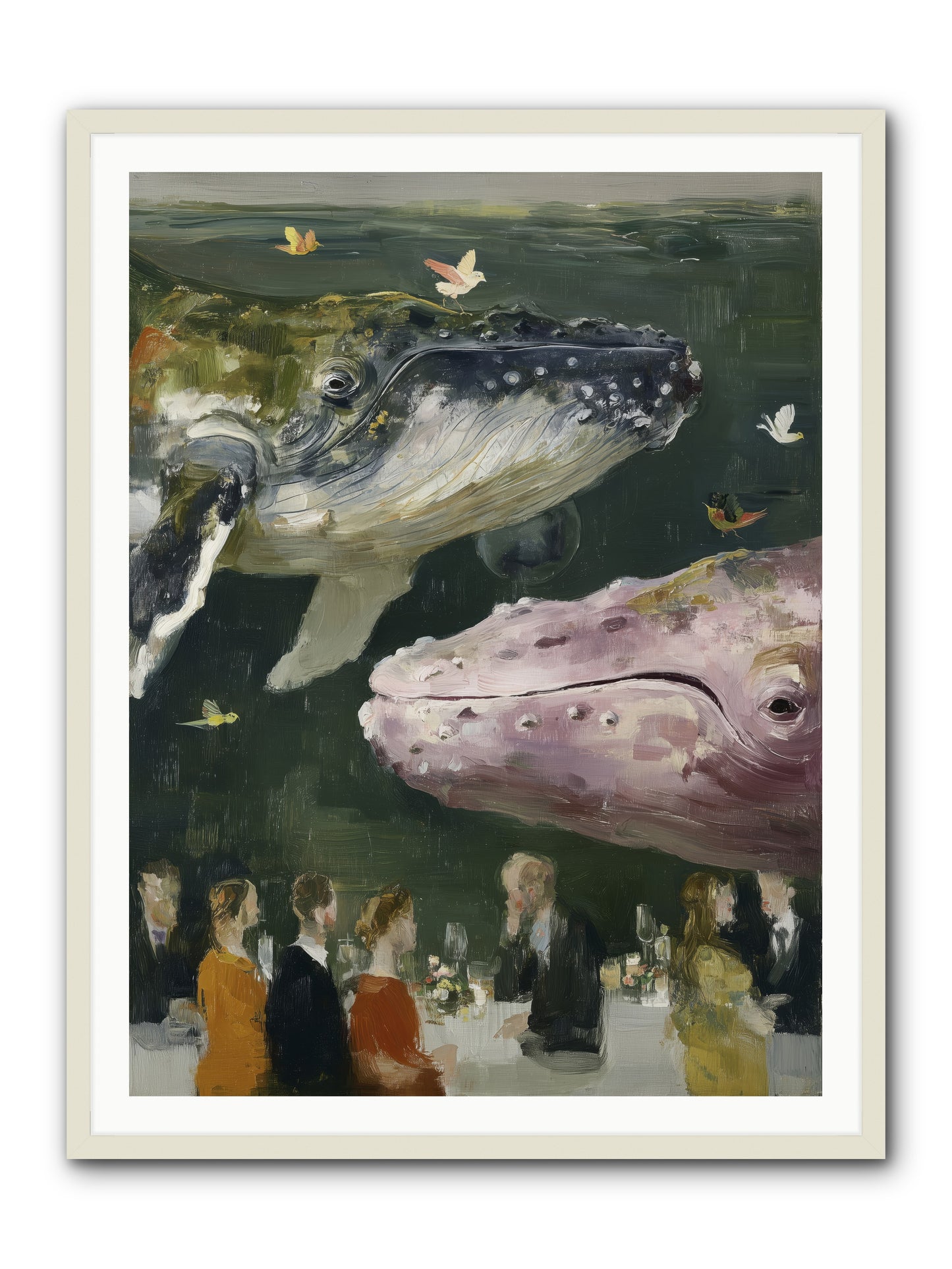 Ocean's Angels Gliding -- Framed Print - White 36x48