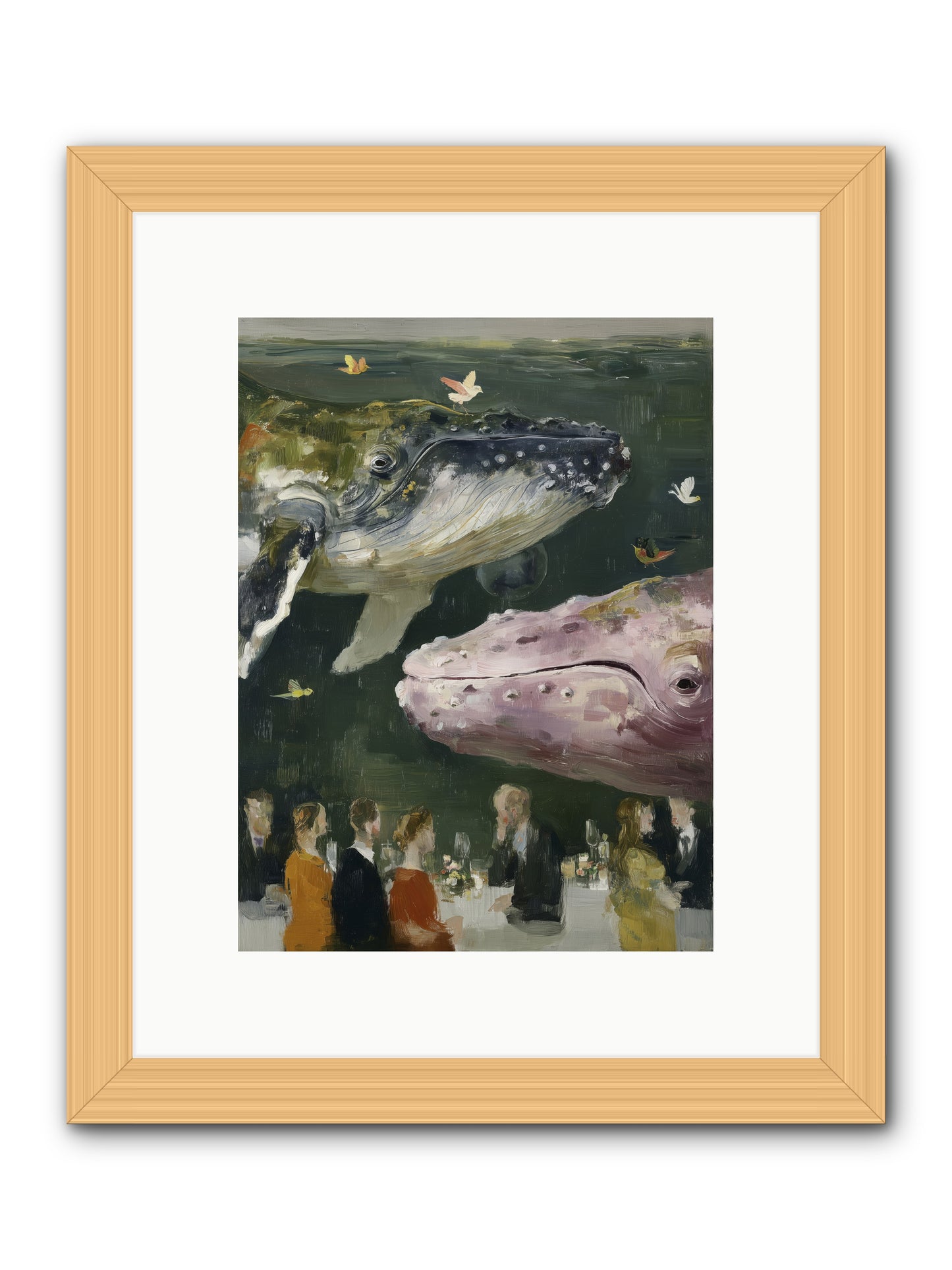 Ocean's Angels Gliding -- Framed Print - Natural 9x12