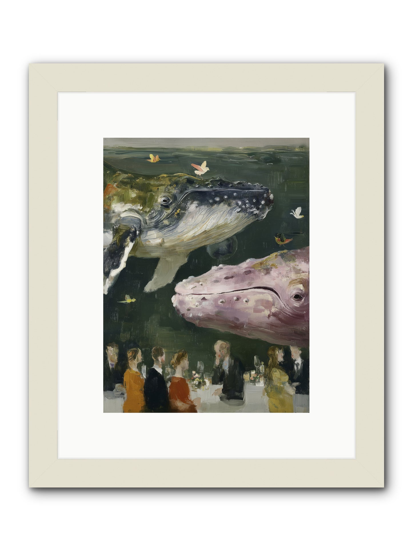 Ocean's Angels Gliding -- Framed Print - White 9x12