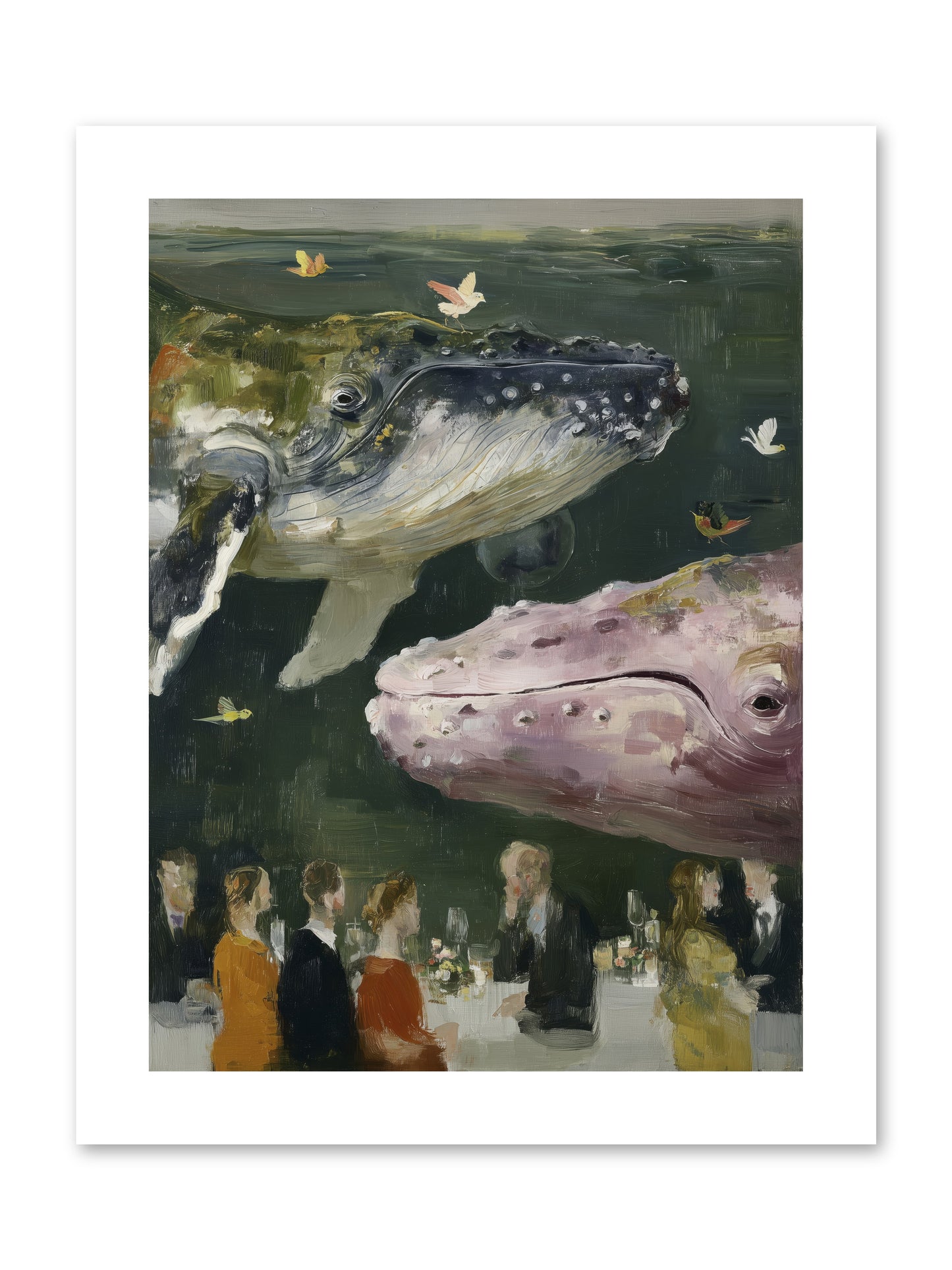 Ocean's Angels Gliding -- Loose Canvas Print 9x12