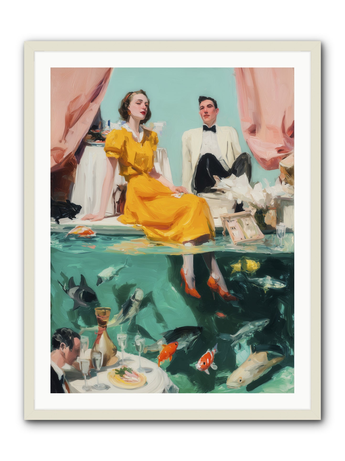 Ocean's Balcony -- Framed Print - White 30x40