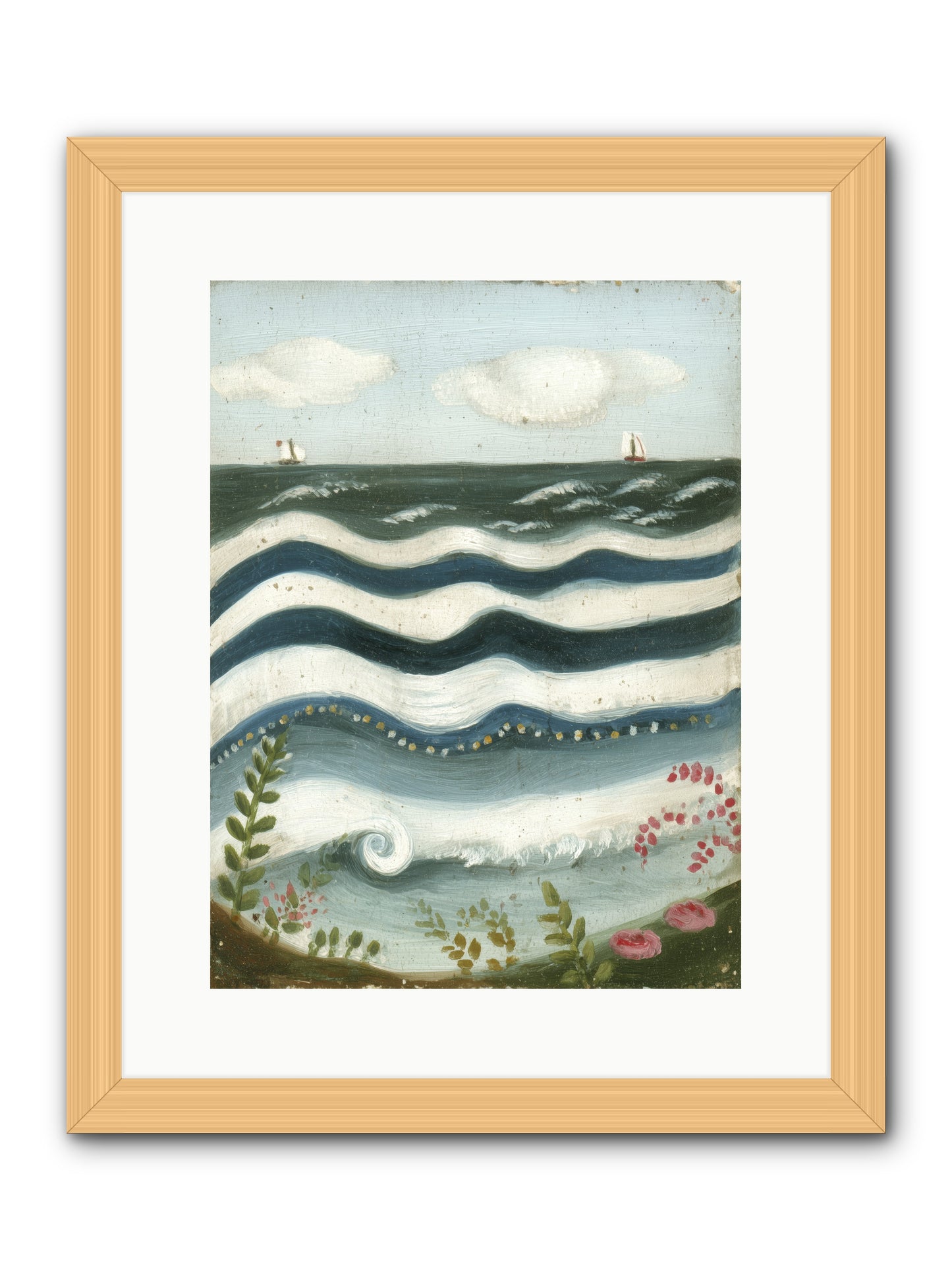 Ocean's Brush -- Framed Print - Natural 12x16