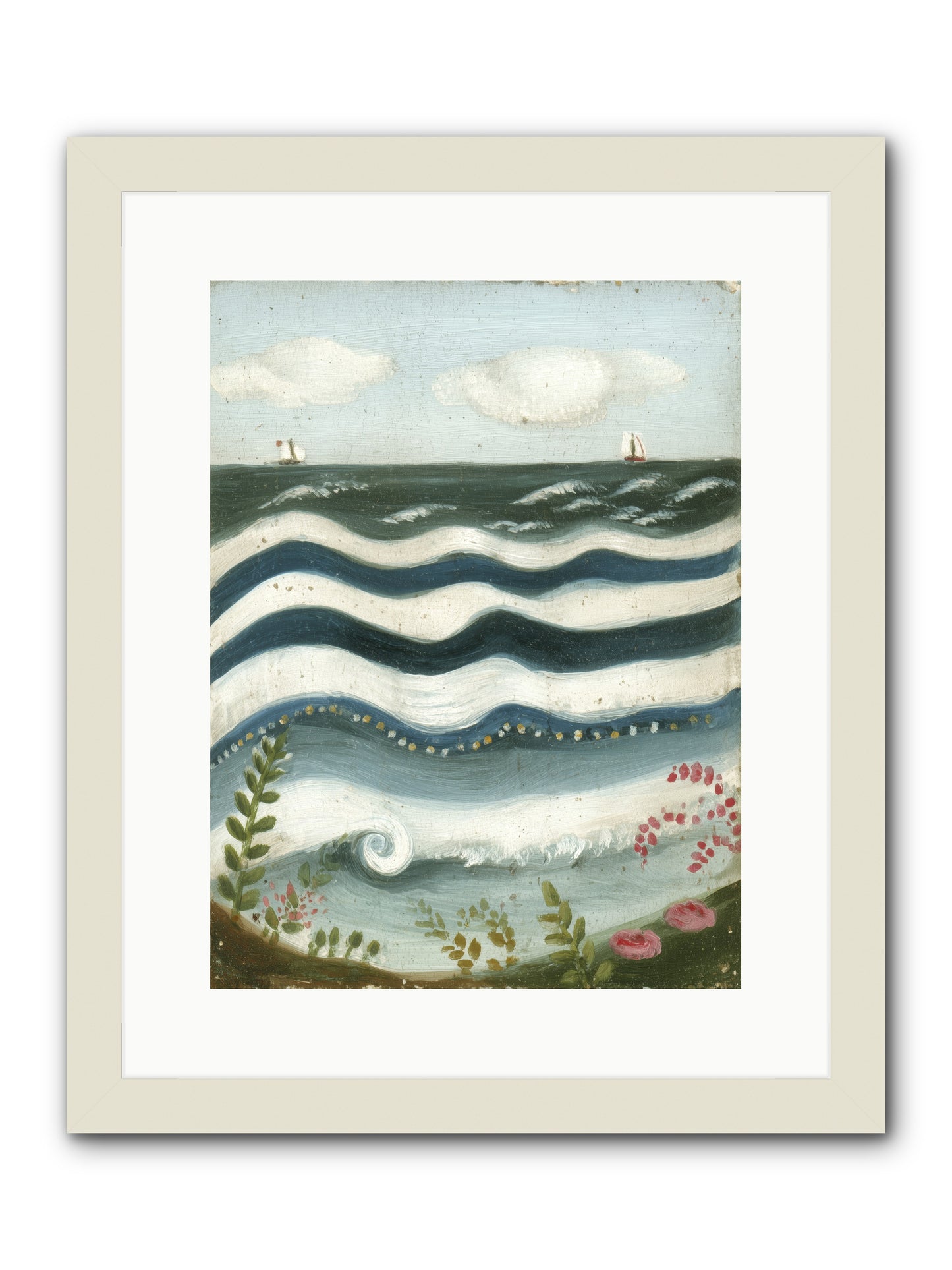 Ocean's Brush -- Framed Print - White 12x16