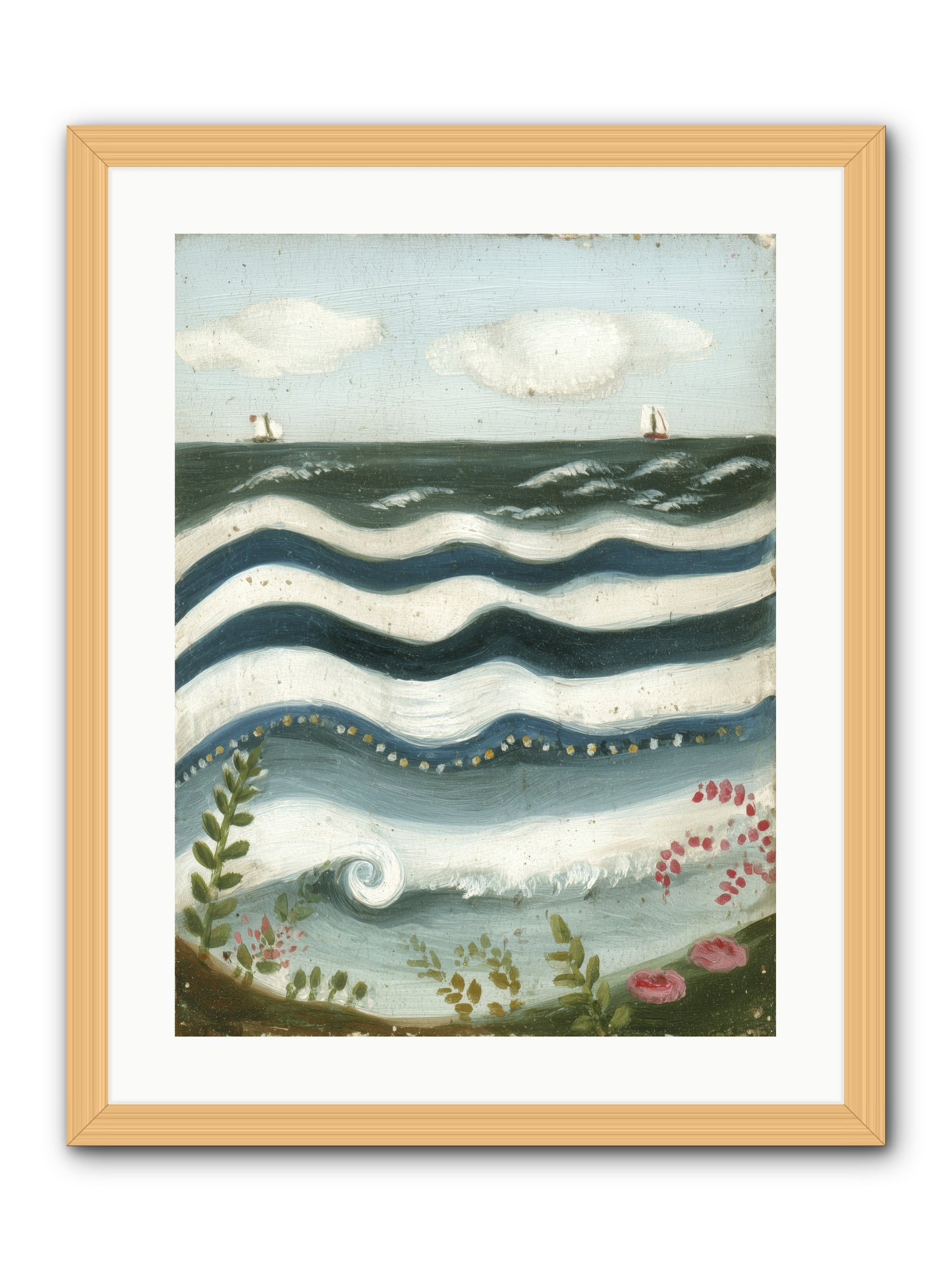 Ocean's Brush -- Framed Print - Natural 18x24