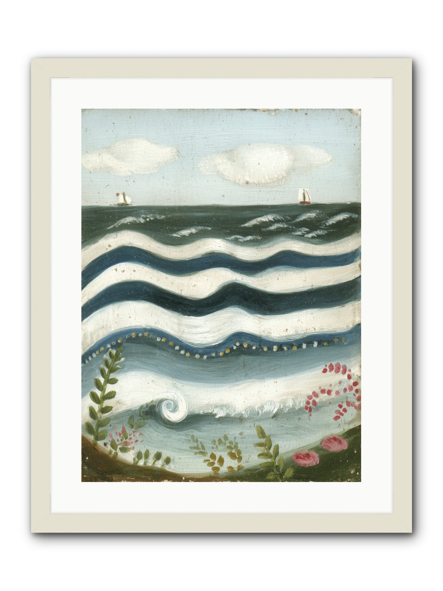 Ocean's Brush -- Framed Print - White 18x24