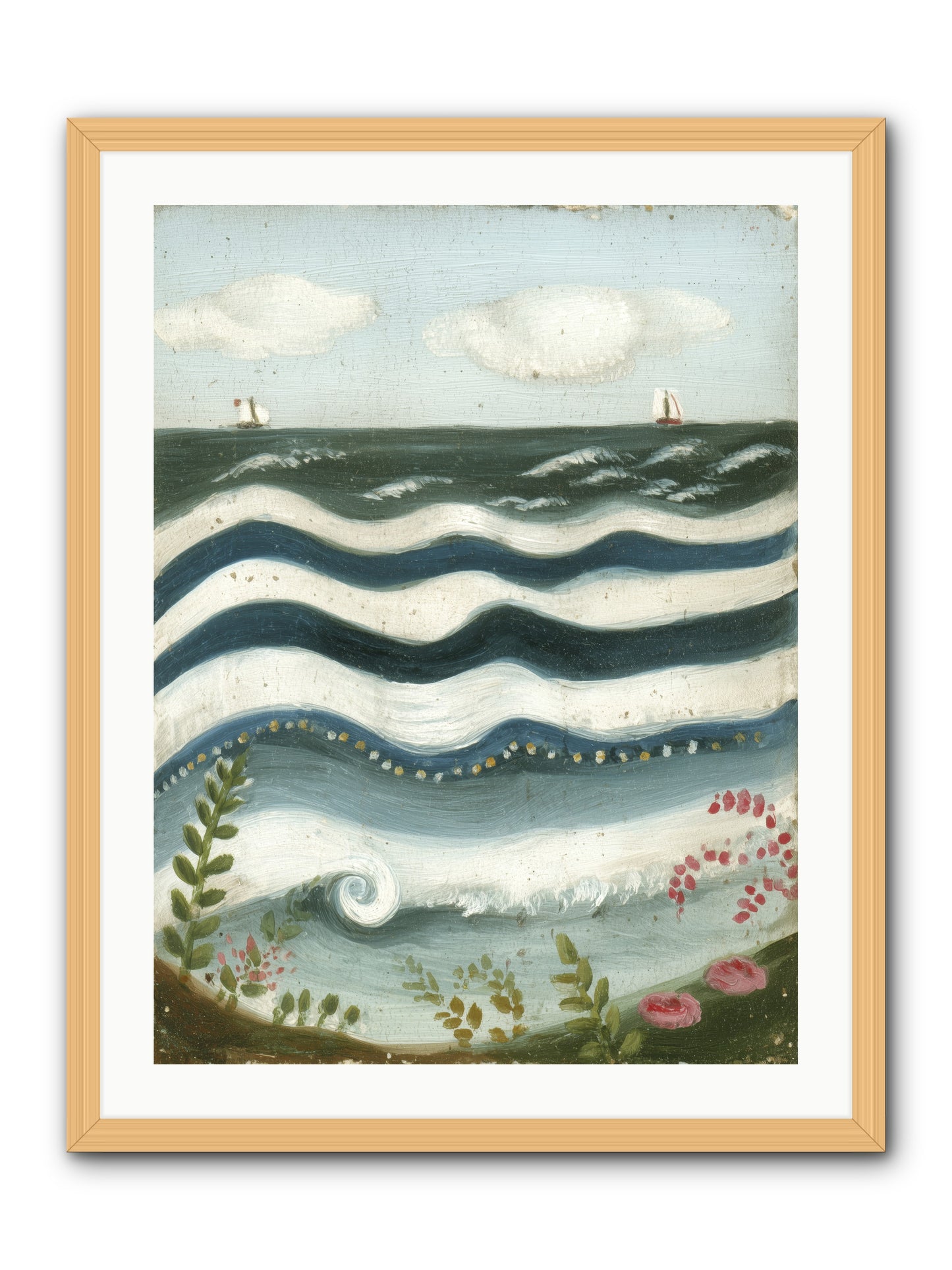 Ocean's Brush -- Framed Print - Natural 24x32