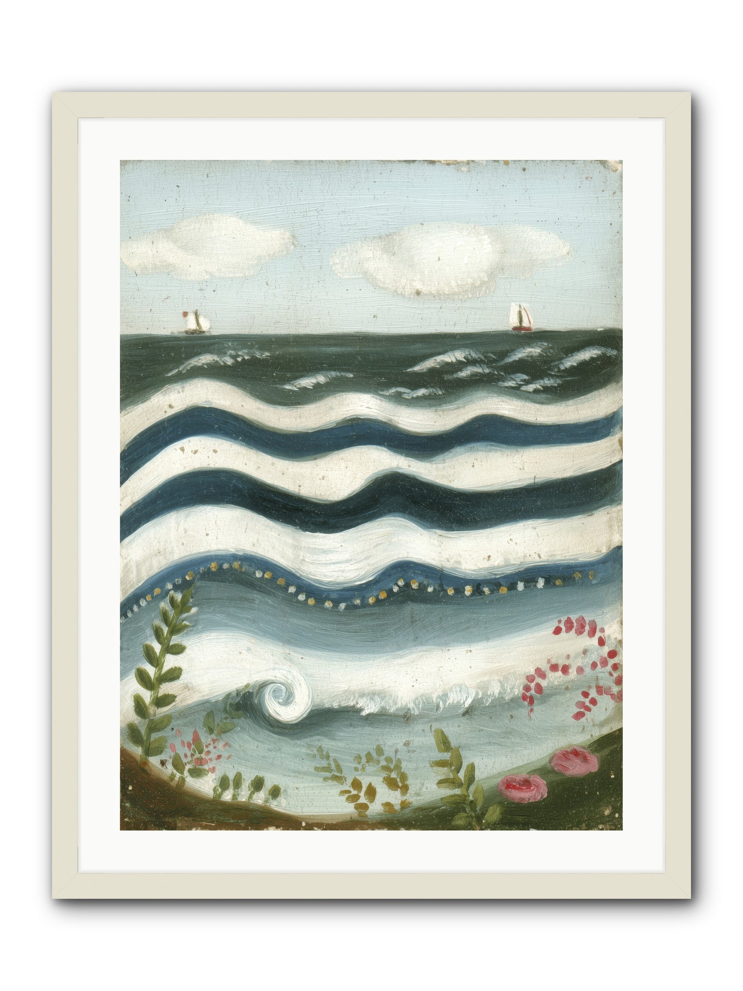 Ocean's Brush -- Framed Print - White 24x32