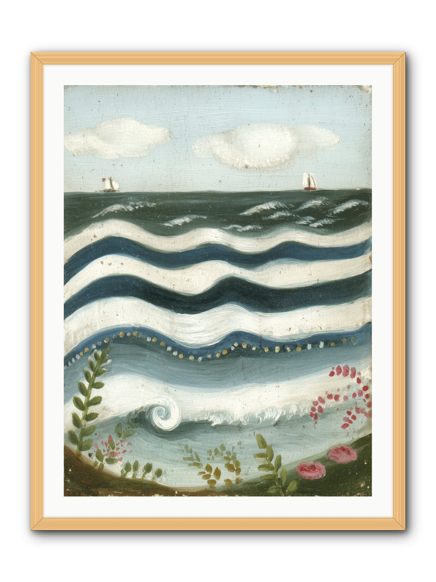 Ocean's Brush -- Framed Print - Natural 30x40