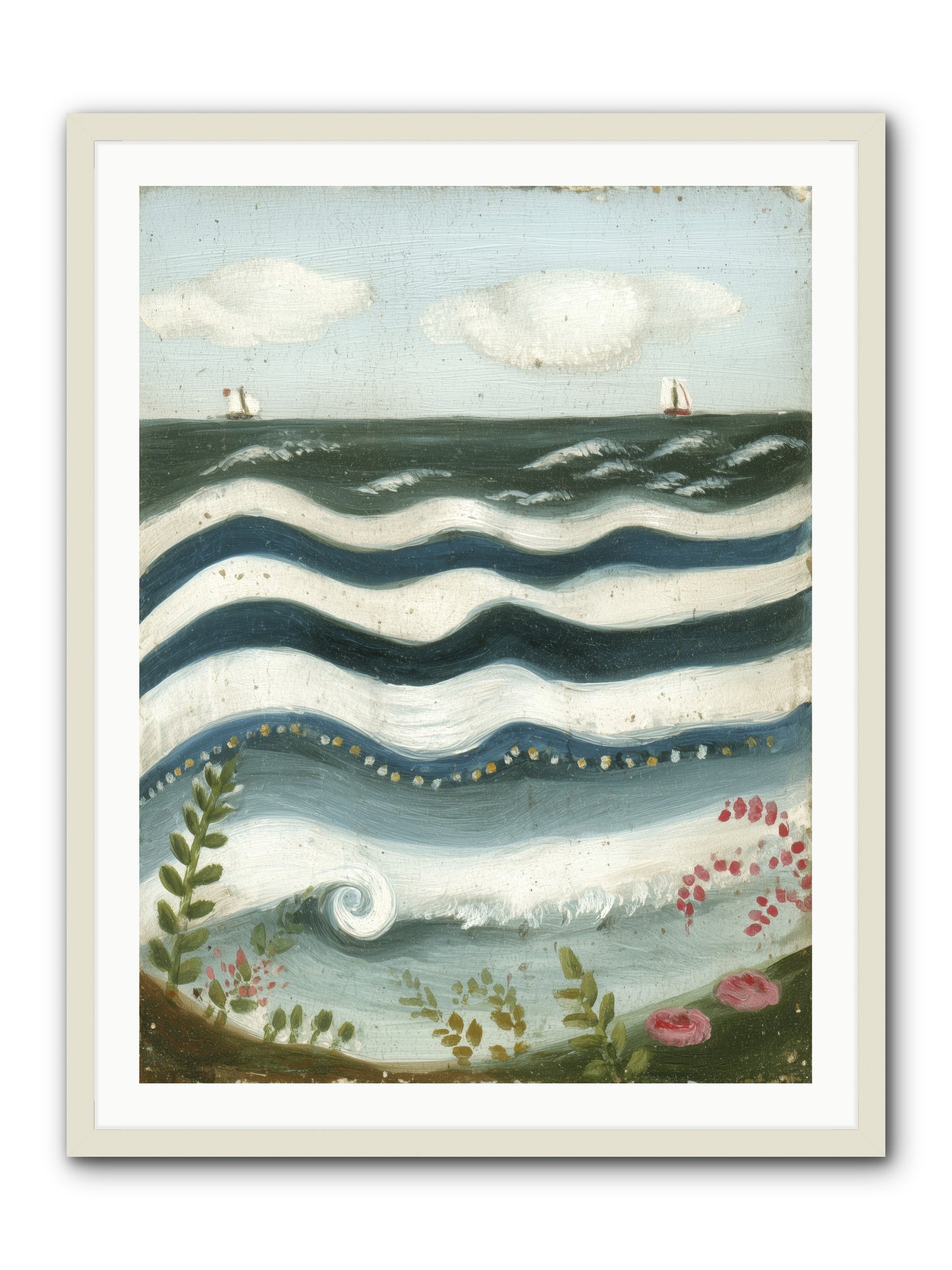 Ocean's Brush -- Framed Print - White 30x40