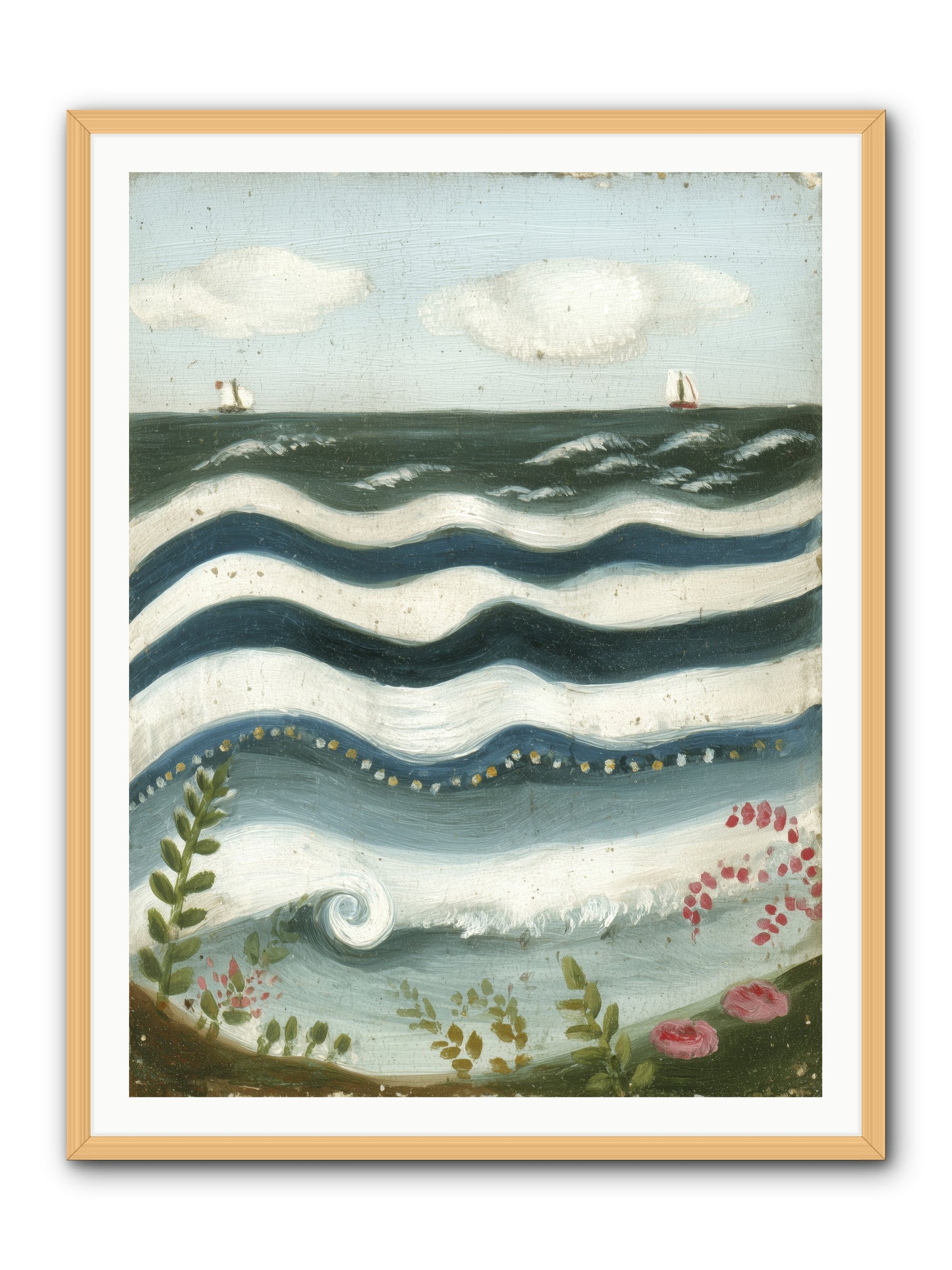 Ocean's Brush -- Framed Print - Natural 36x48