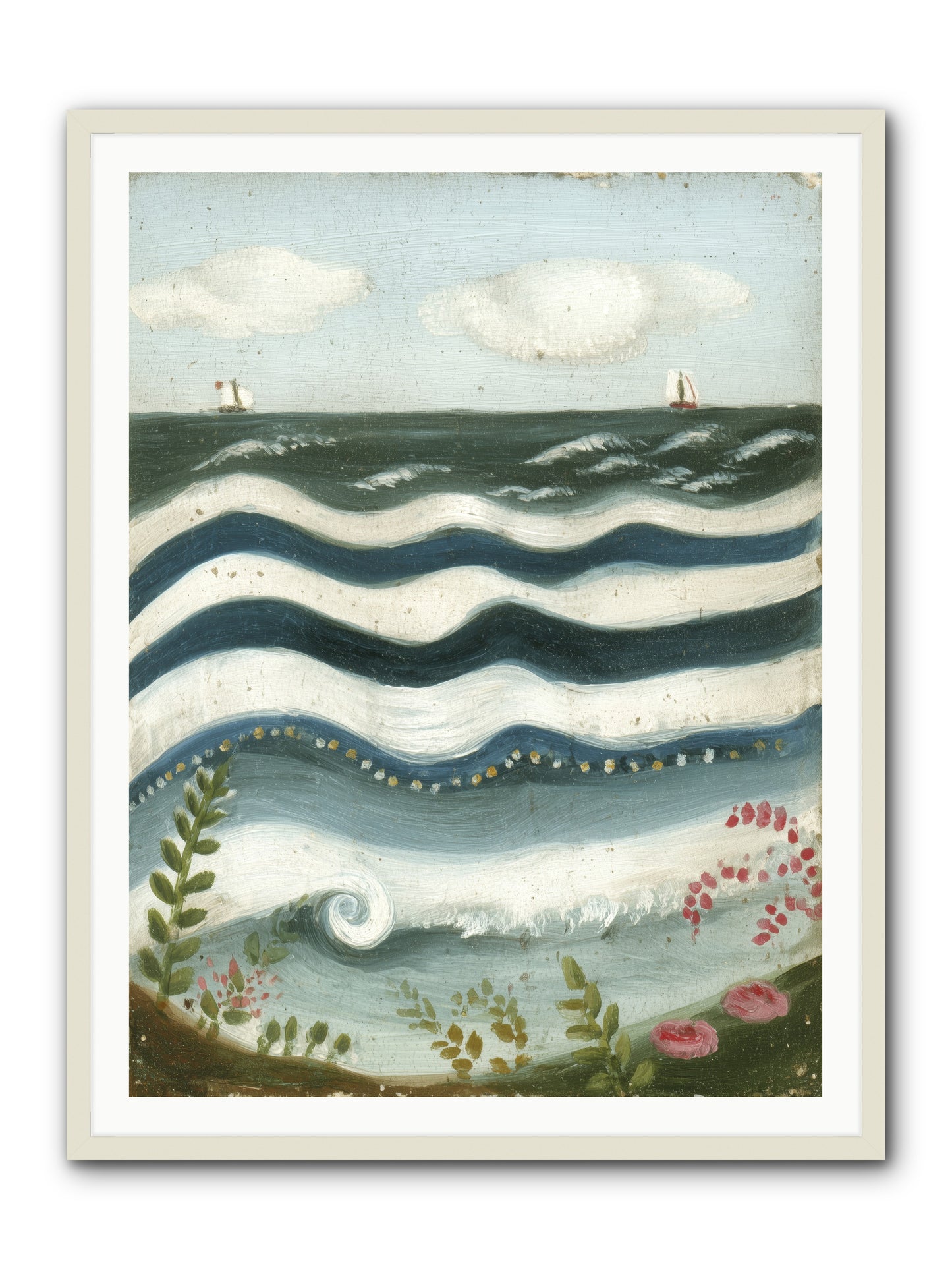 Ocean's Brush -- Framed Print - White 36x48