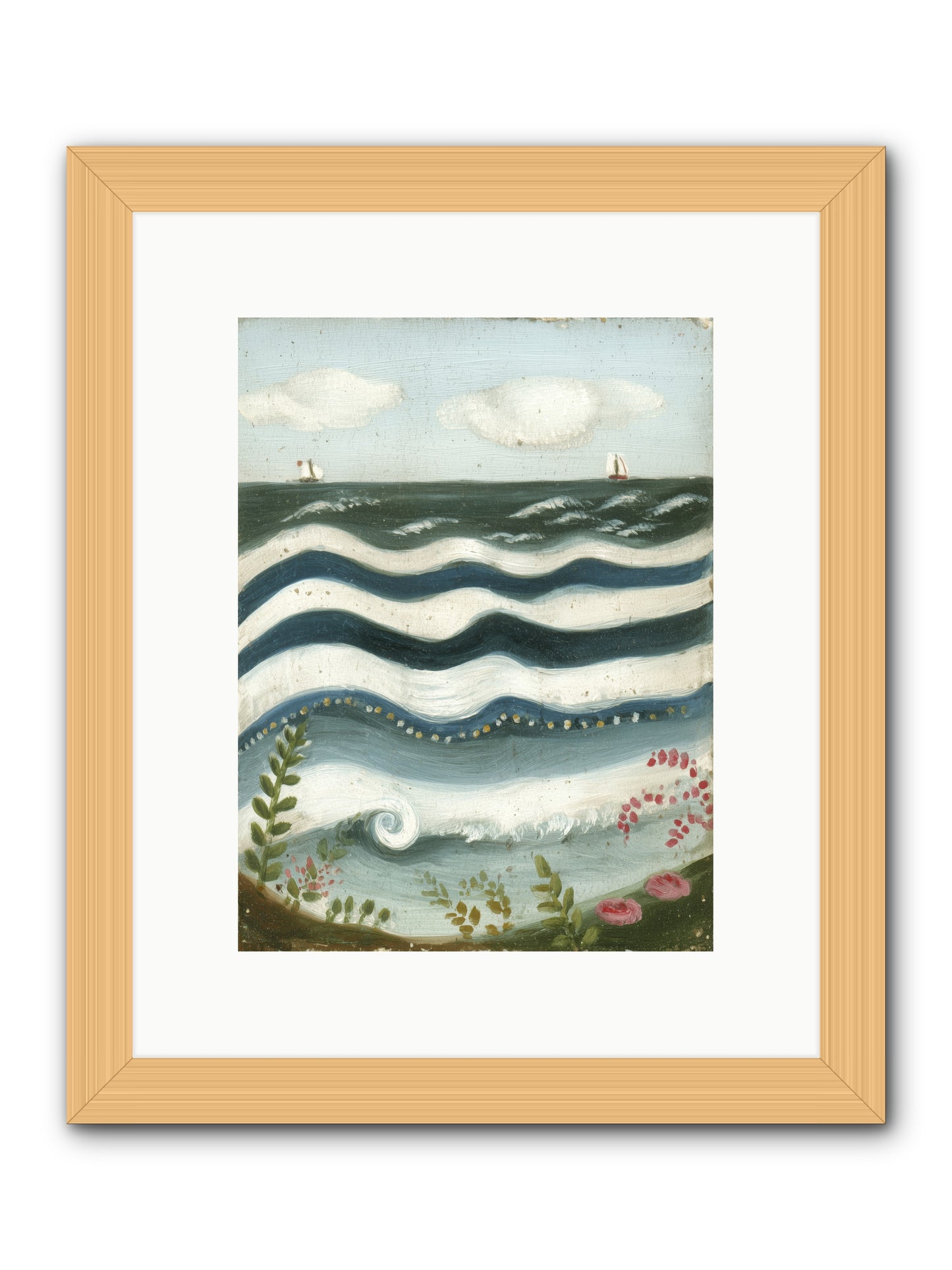 Ocean's Brush -- Framed Print - Natural 9x12
