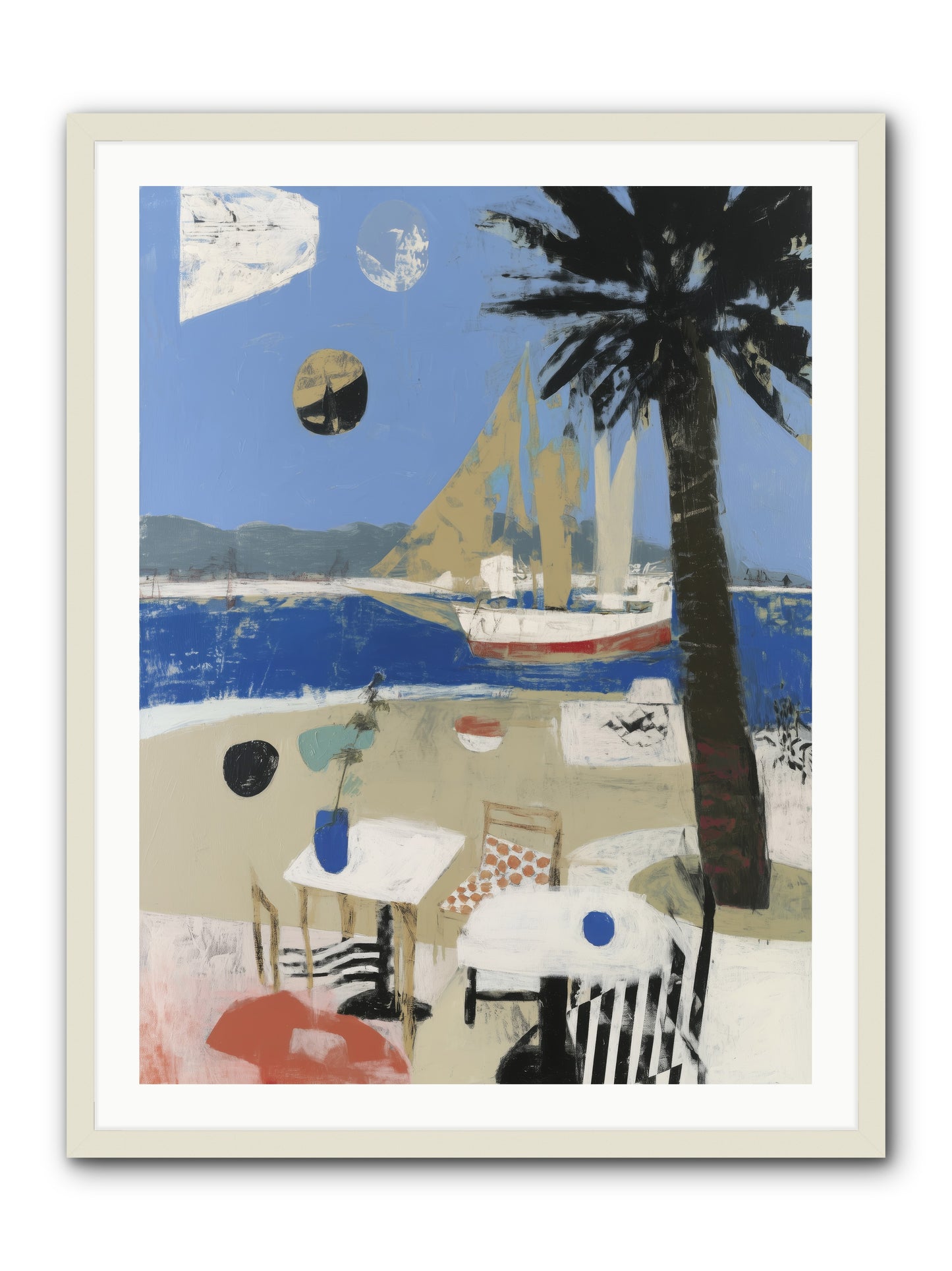 Ocean's Canvas -- Framed Print - White 30x40