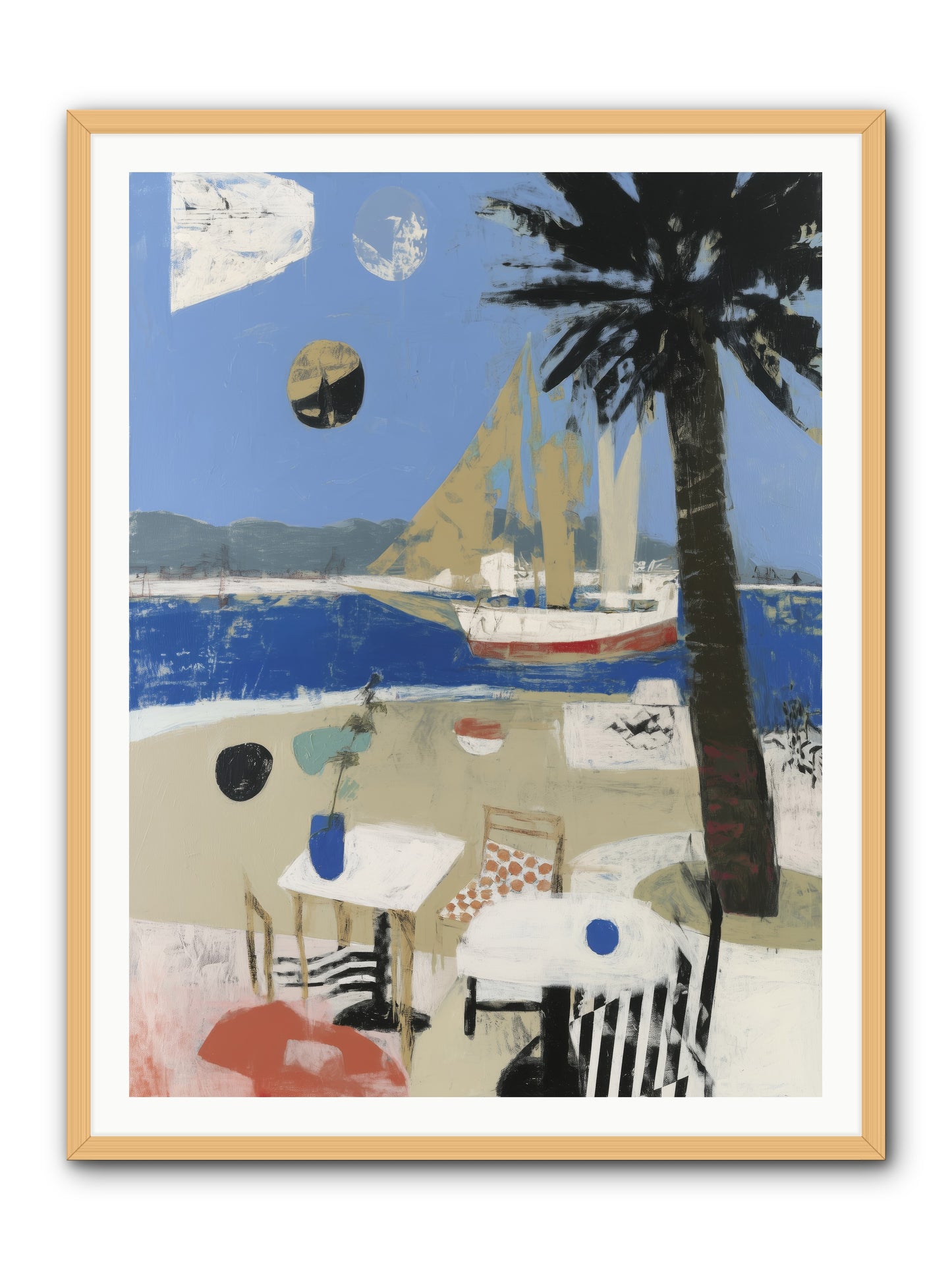 Ocean's Canvas -- Framed Print - Natural 36x48