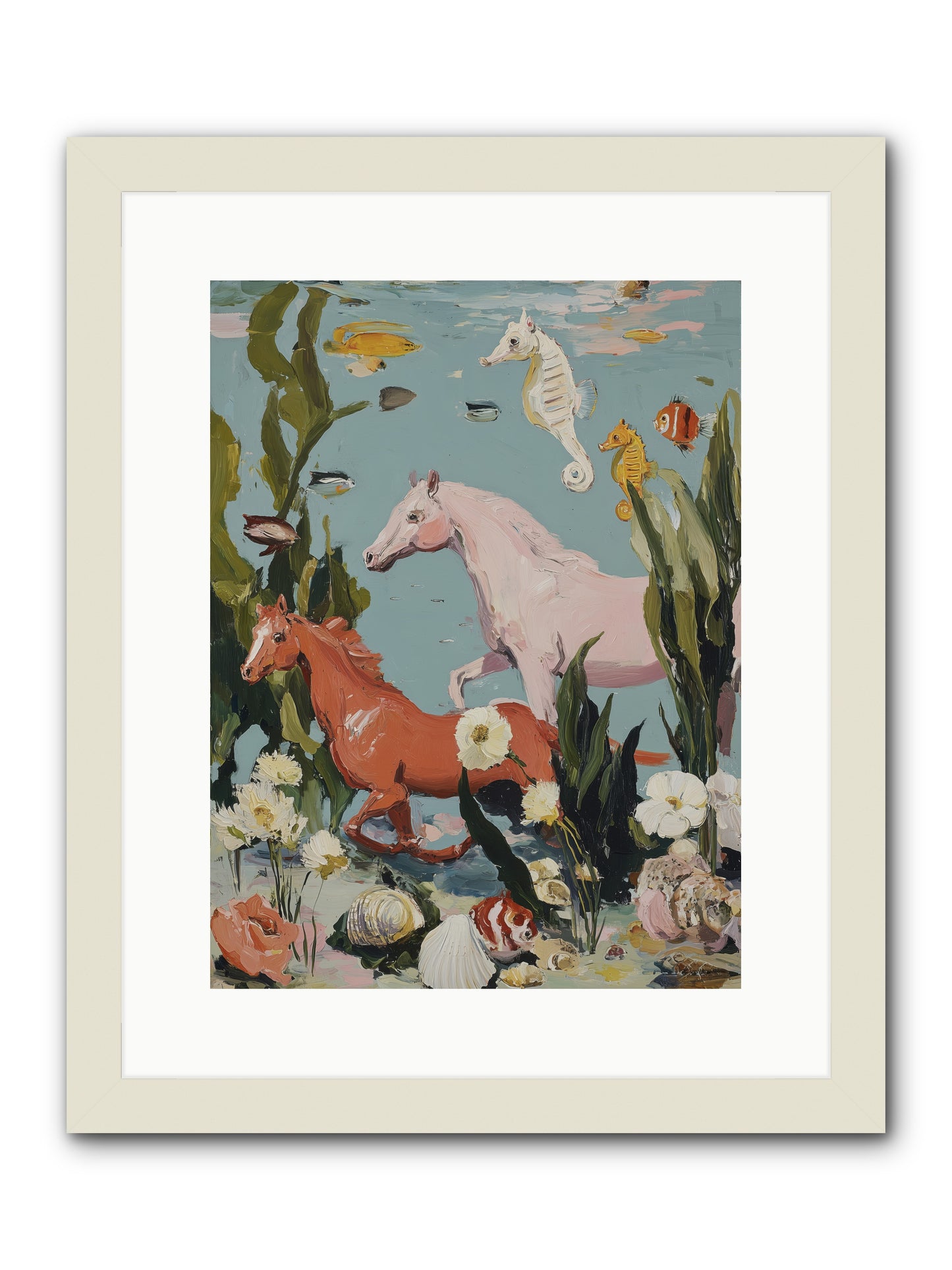 Ocean's Cavalry -- Framed Print - White 12x16