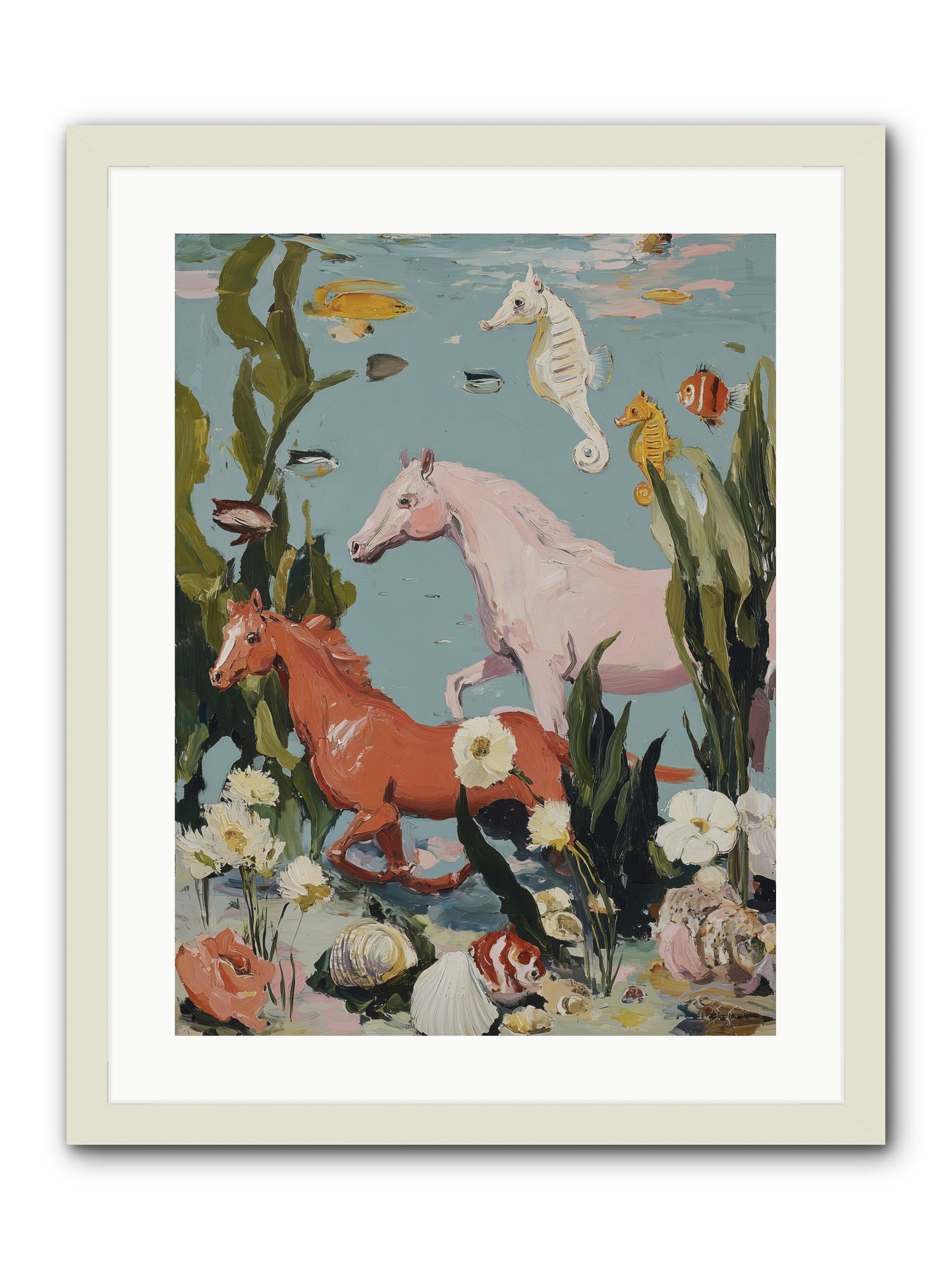 Ocean's Cavalry -- Framed Print - White 18x24
