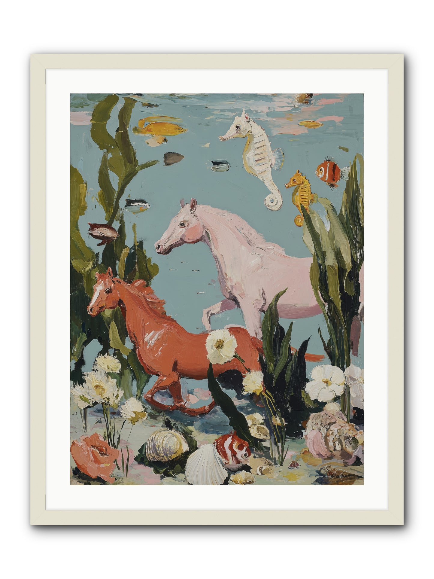 Ocean's Cavalry -- Framed Print - White 24x32
