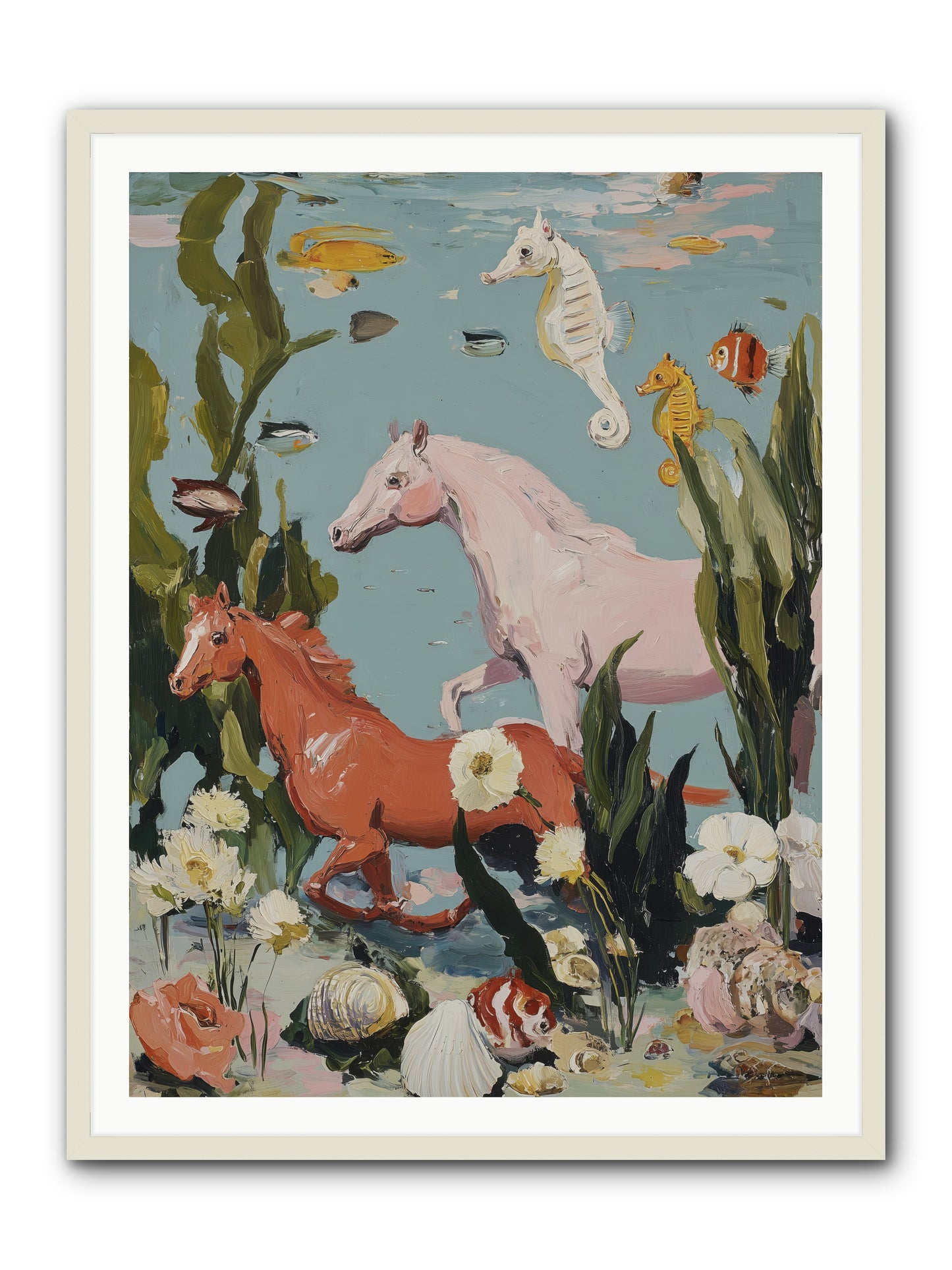 Ocean's Cavalry -- Framed Print - White 36x48