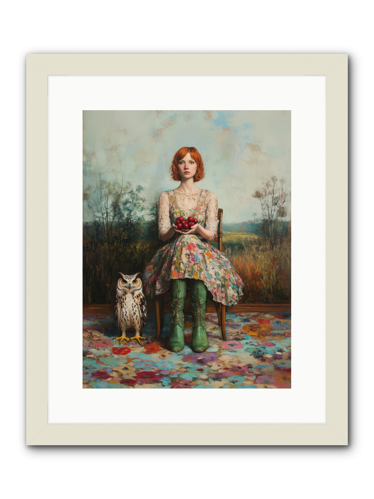 Owl Keeper's Solitude -- Framed Print - White 12x16
