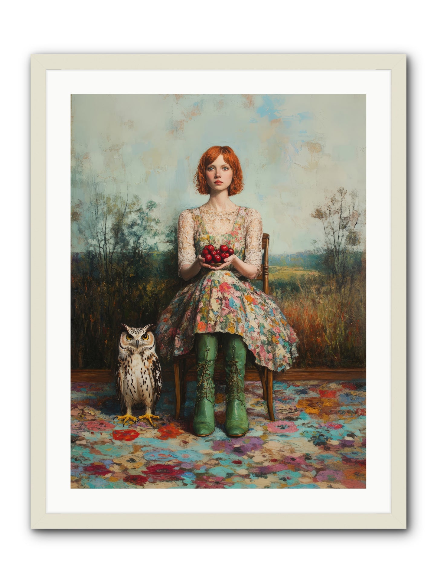 Owl Keeper's Solitude -- Framed Print - White 24x32