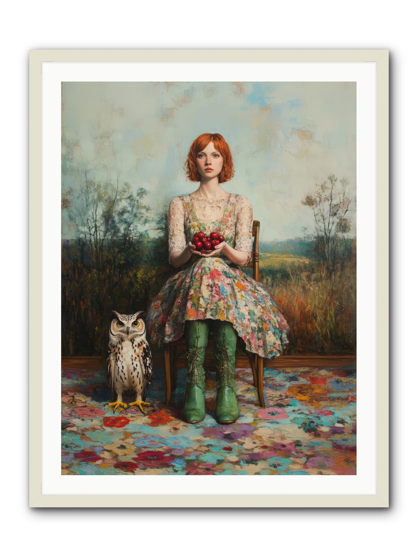 Owl Keeper's Solitude -- Framed Print - White 30x40