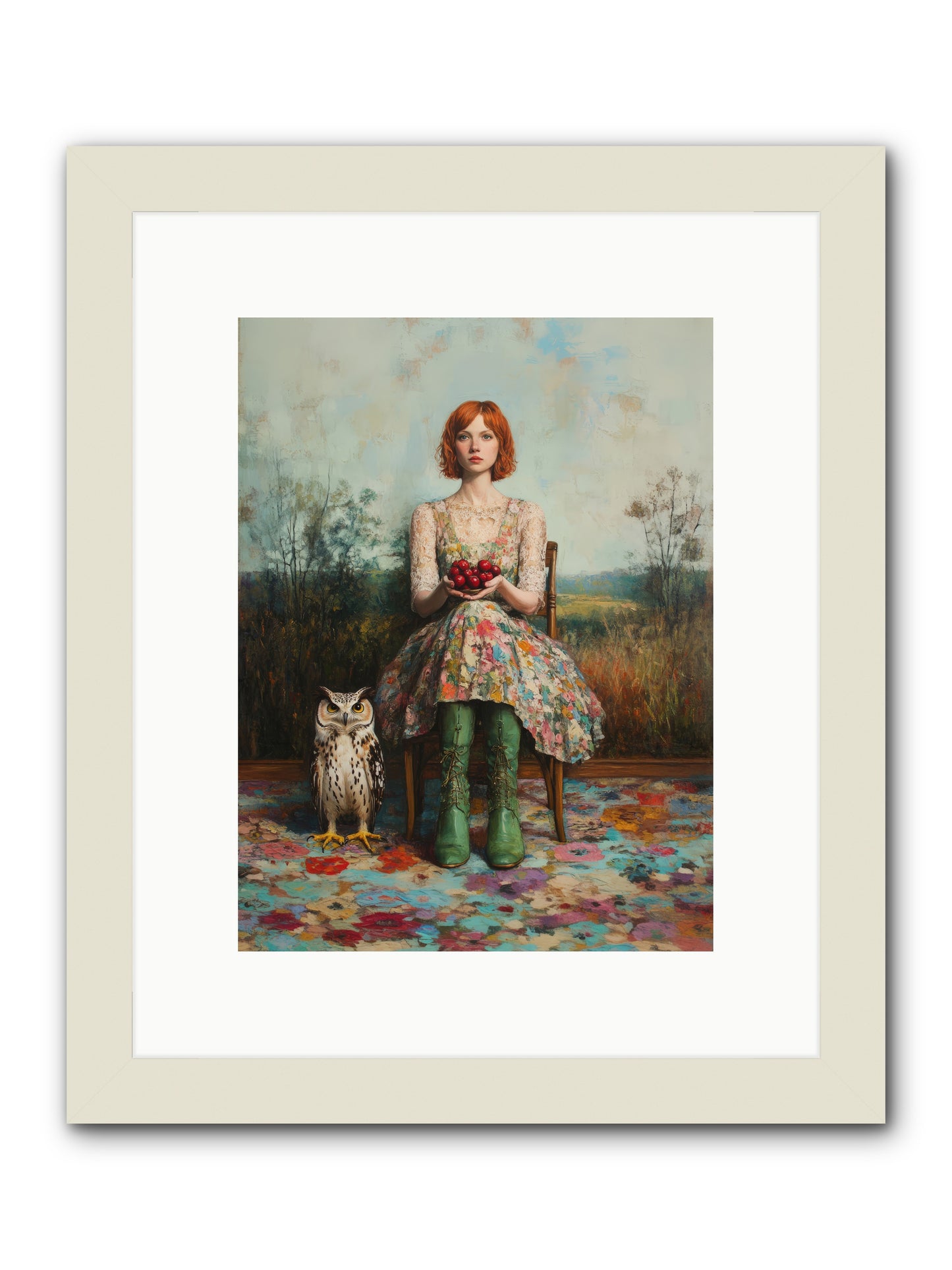 Owl Keeper's Solitude -- Framed Print - White 9x12