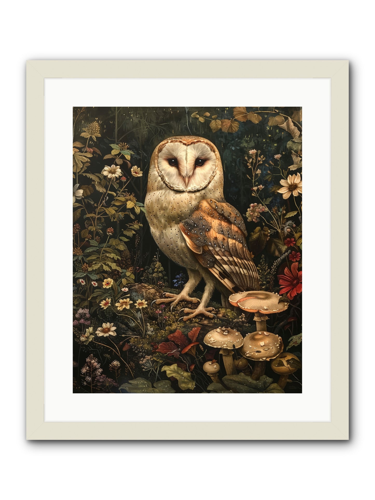 Owl's Vigil -- Framed Print - White 16x20