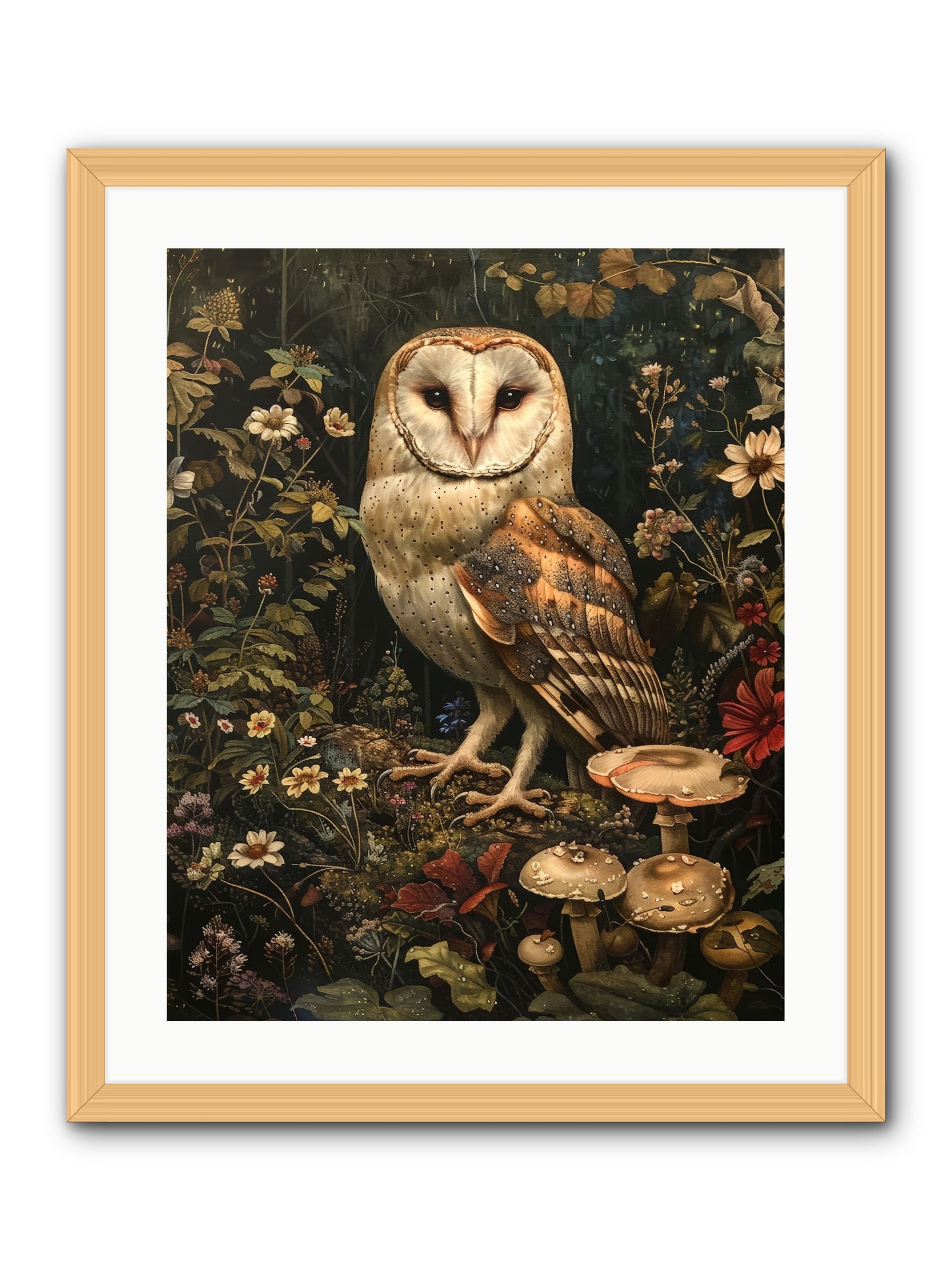 Owl's Vigil -- Framed Print - Natural 20x25