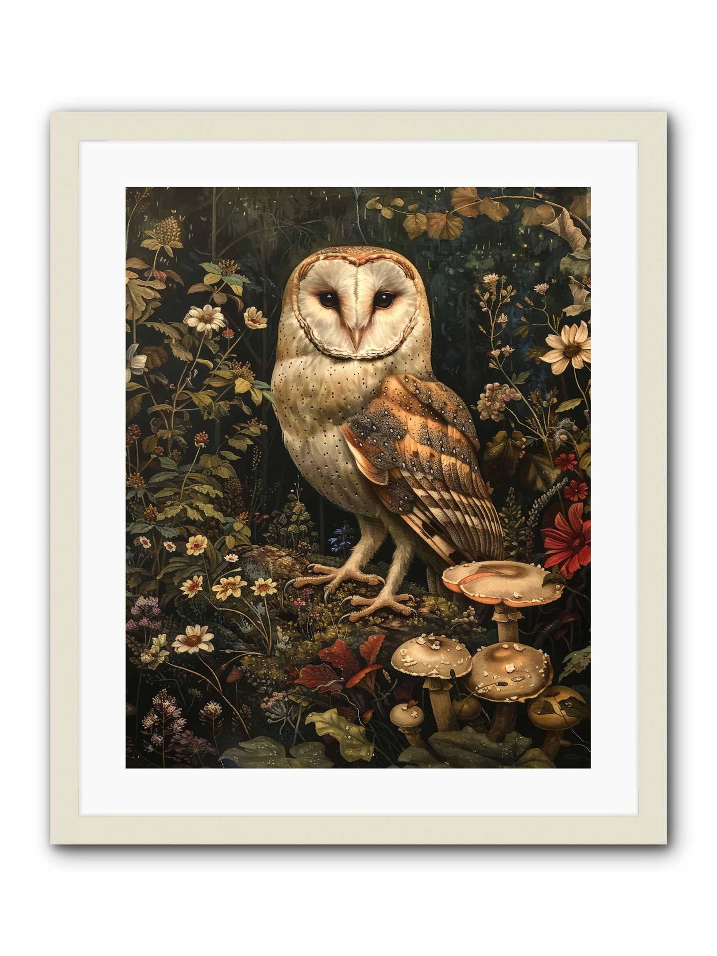 Owl's Vigil -- Framed Print - White 20x25