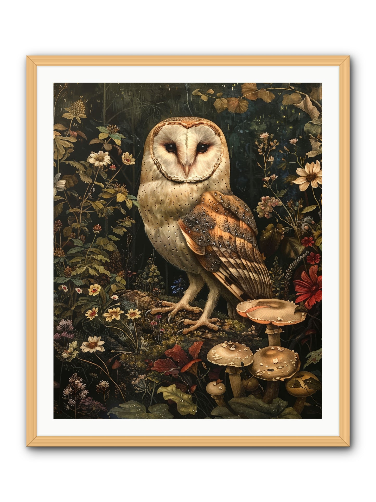 Owl's Vigil -- Framed Print - Natural 32x40