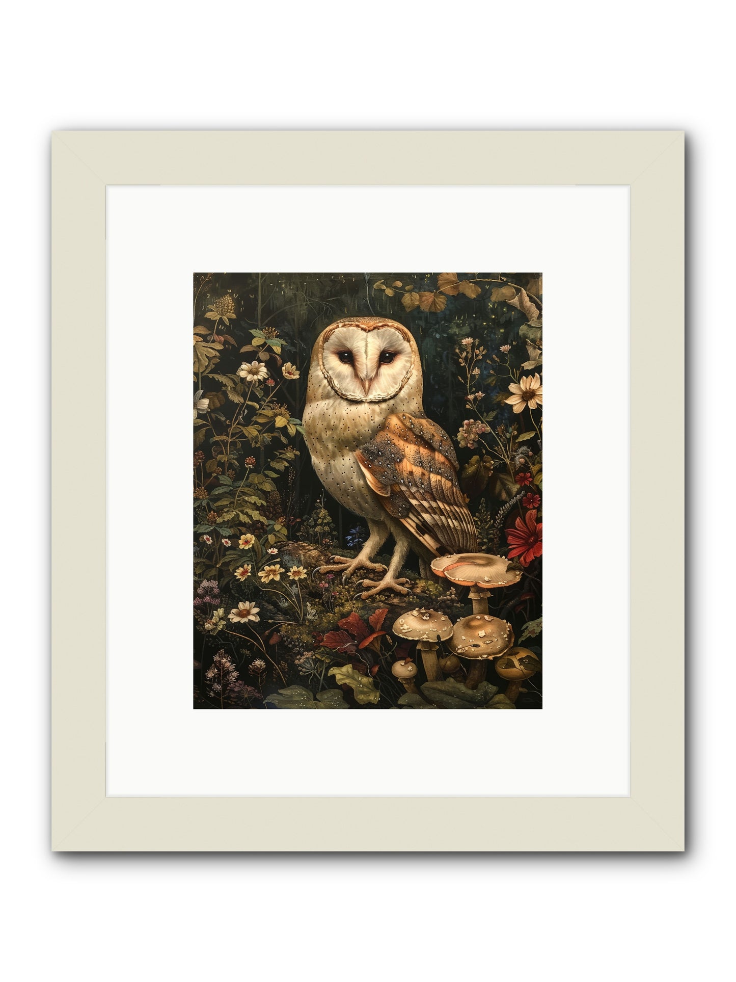 Owl's Vigil -- Framed Print - White 8x10