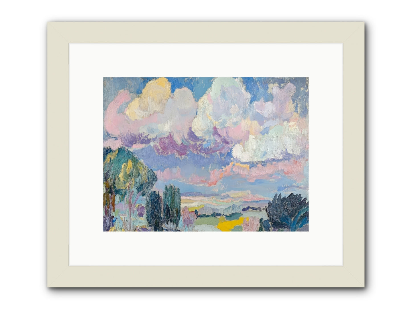 Painted Provence Evening -- Framed Print - White 12x9